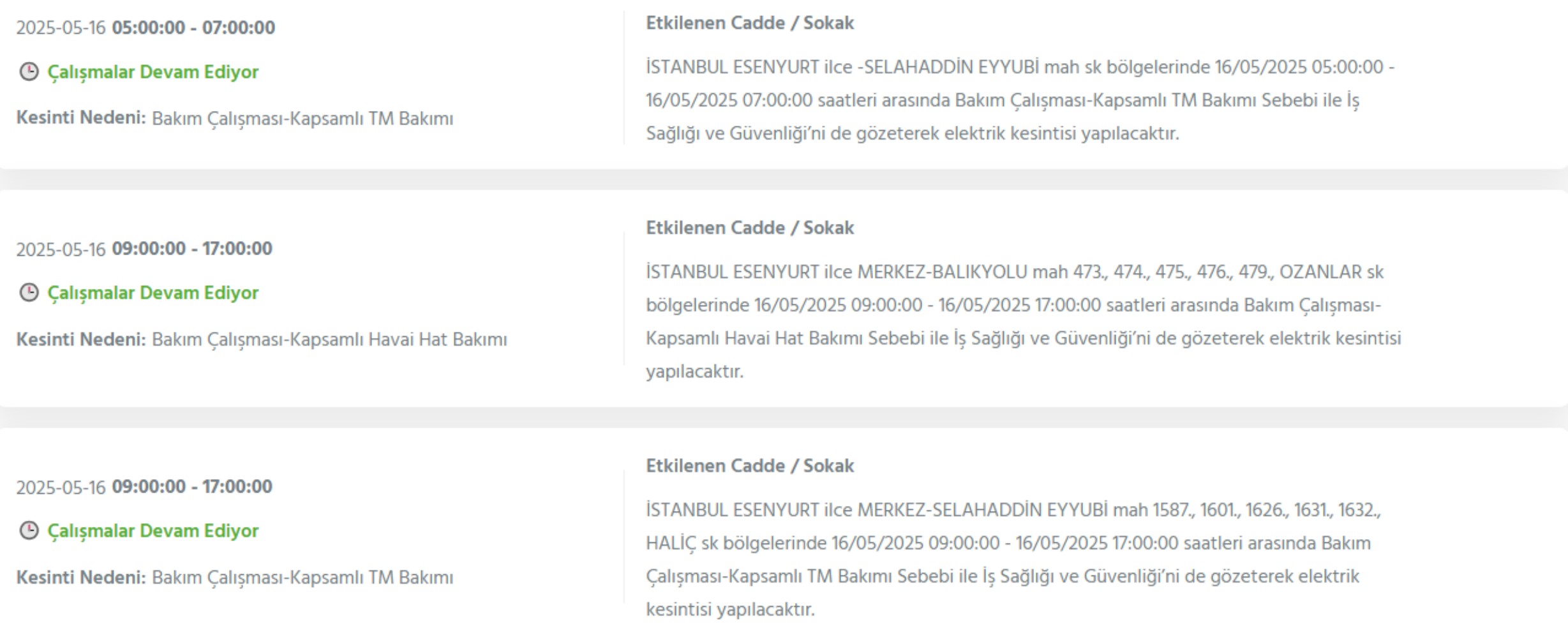 BEDAŞ paylaştı: İstanbul'da 16 Mayıs Cuma günü elektrik kesintisi yaşanacak ilçeler