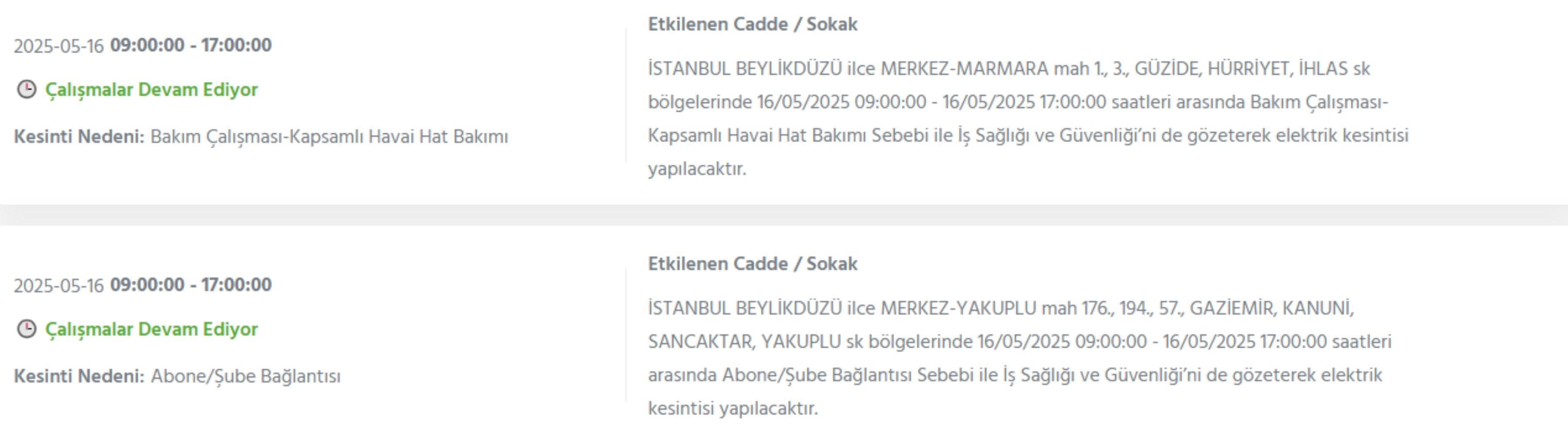 BEDAŞ paylaştı: İstanbul'da 16 Mayıs Cuma günü elektrik kesintisi yaşanacak ilçeler