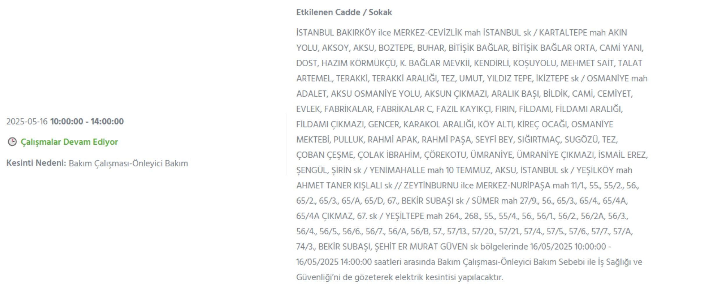 BEDAŞ paylaştı: İstanbul'da 16 Mayıs Cuma günü elektrik kesintisi yaşanacak ilçeler