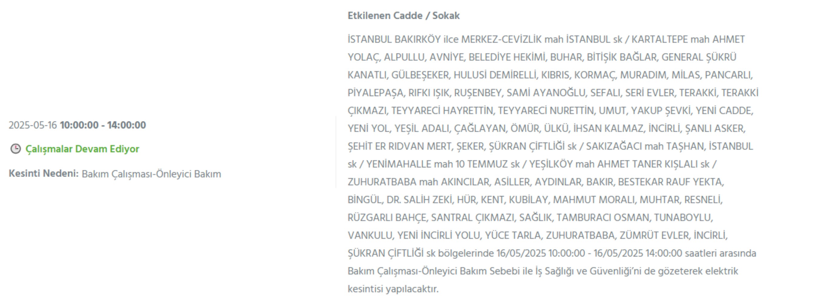 BEDAŞ paylaştı: İstanbul'da 16 Mayıs Cuma günü elektrik kesintisi yaşanacak ilçeler