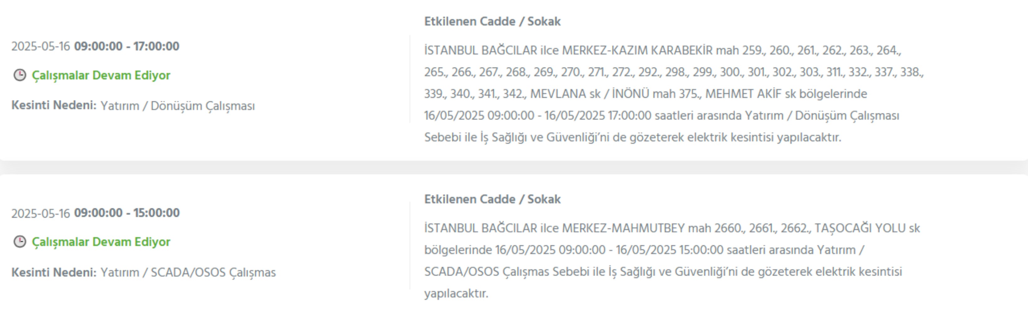 BEDAŞ paylaştı: İstanbul'da 16 Mayıs Cuma günü elektrik kesintisi yaşanacak ilçeler