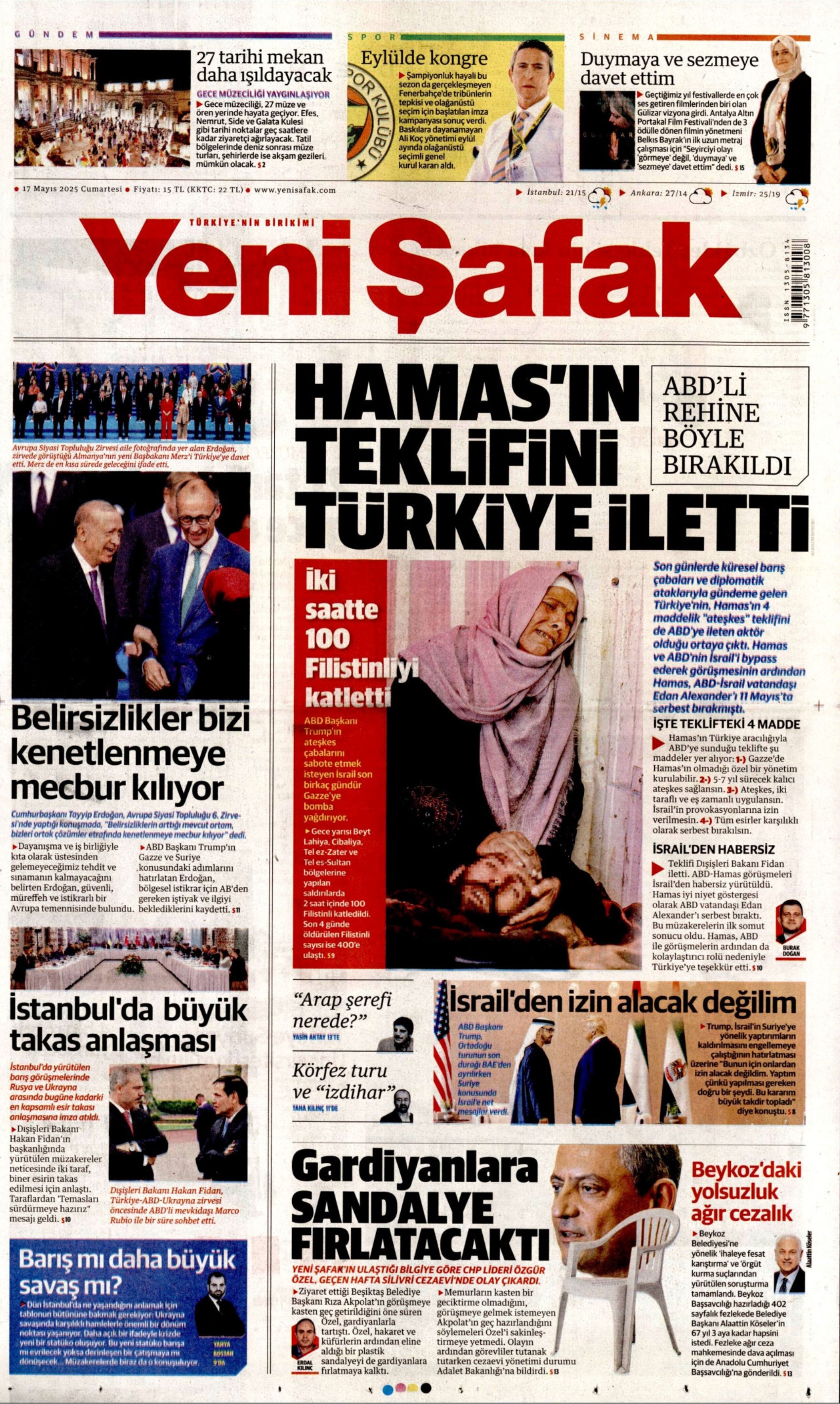 17 Mayıs 2025 gazete manşetleri: Gazeteler, İstanbul'daki Rusya - Ukrayna zirvesini nasıl gördü?