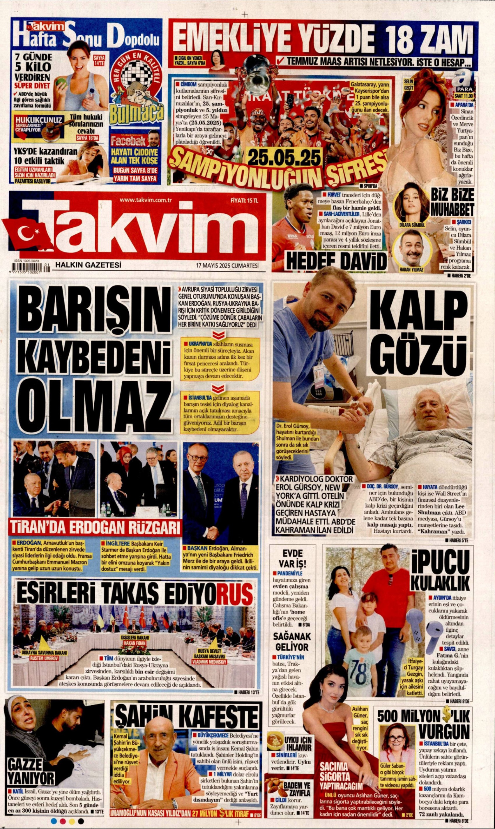 17 Mayıs 2025 gazete manşetleri: Gazeteler, İstanbul'daki Rusya - Ukrayna zirvesini nasıl gördü?