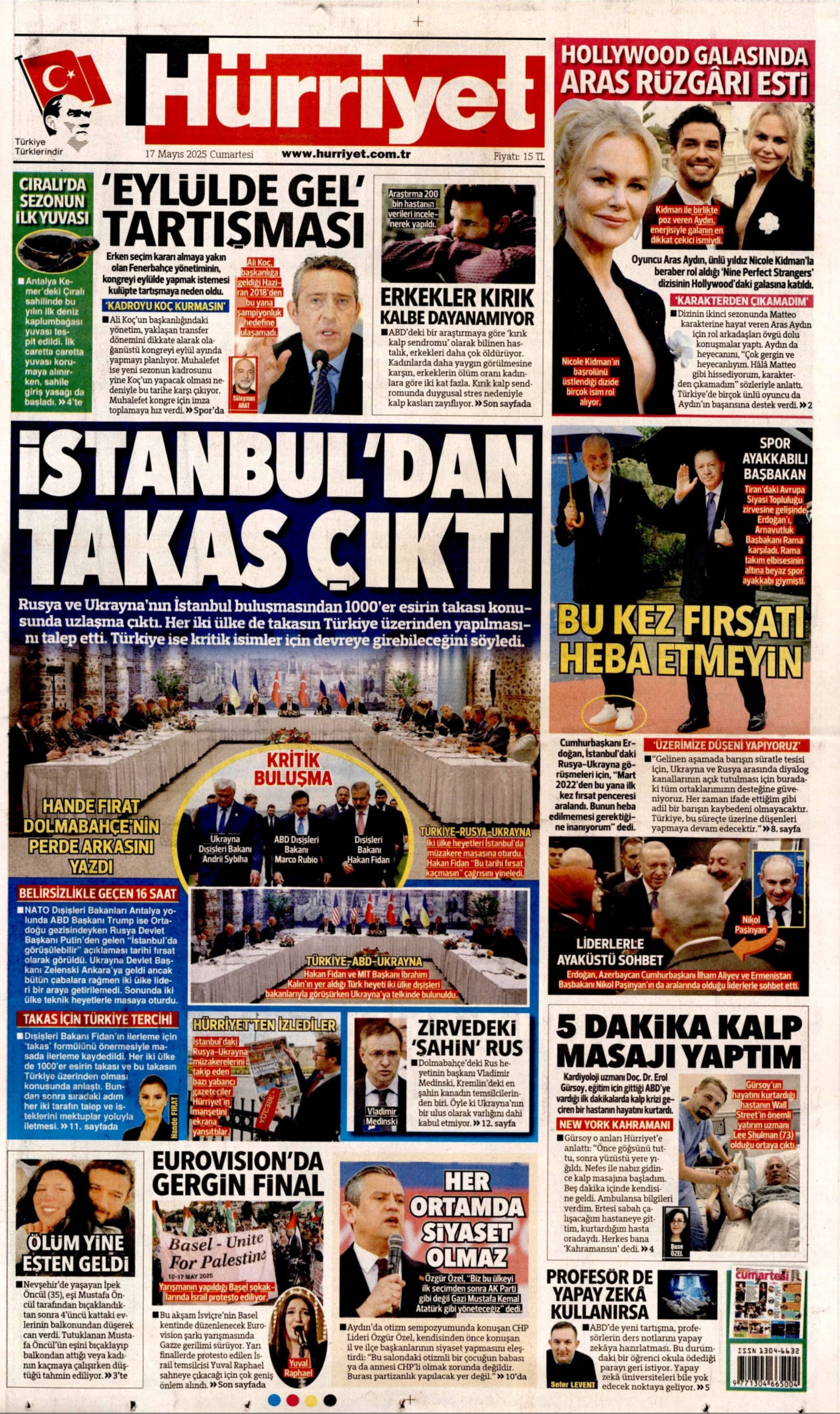 17 Mayıs 2025 gazete manşetleri: Gazeteler, İstanbul'daki Rusya - Ukrayna zirvesini nasıl gördü?