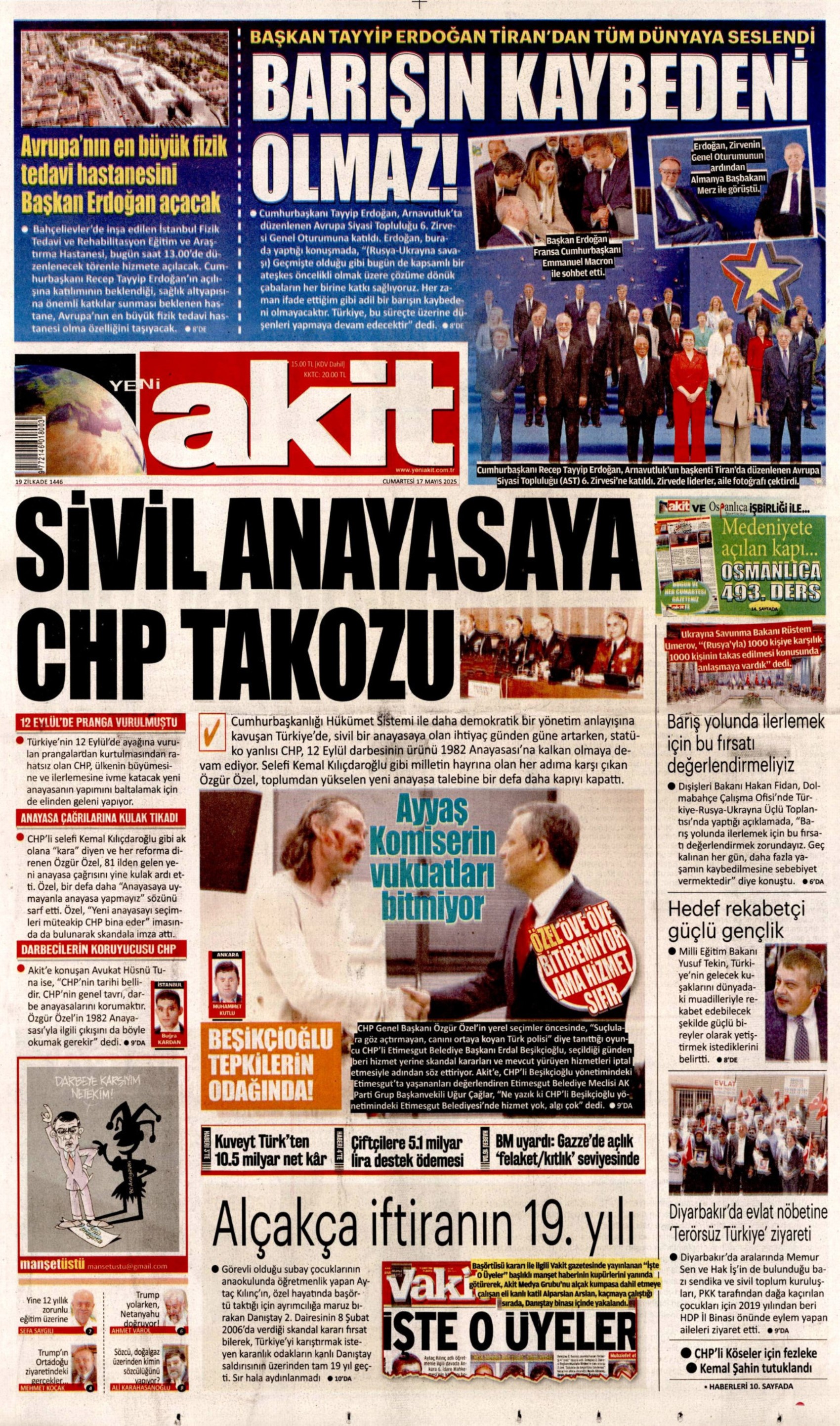 17 Mayıs 2025 gazete manşetleri: Gazeteler, İstanbul'daki Rusya - Ukrayna zirvesini nasıl gördü?