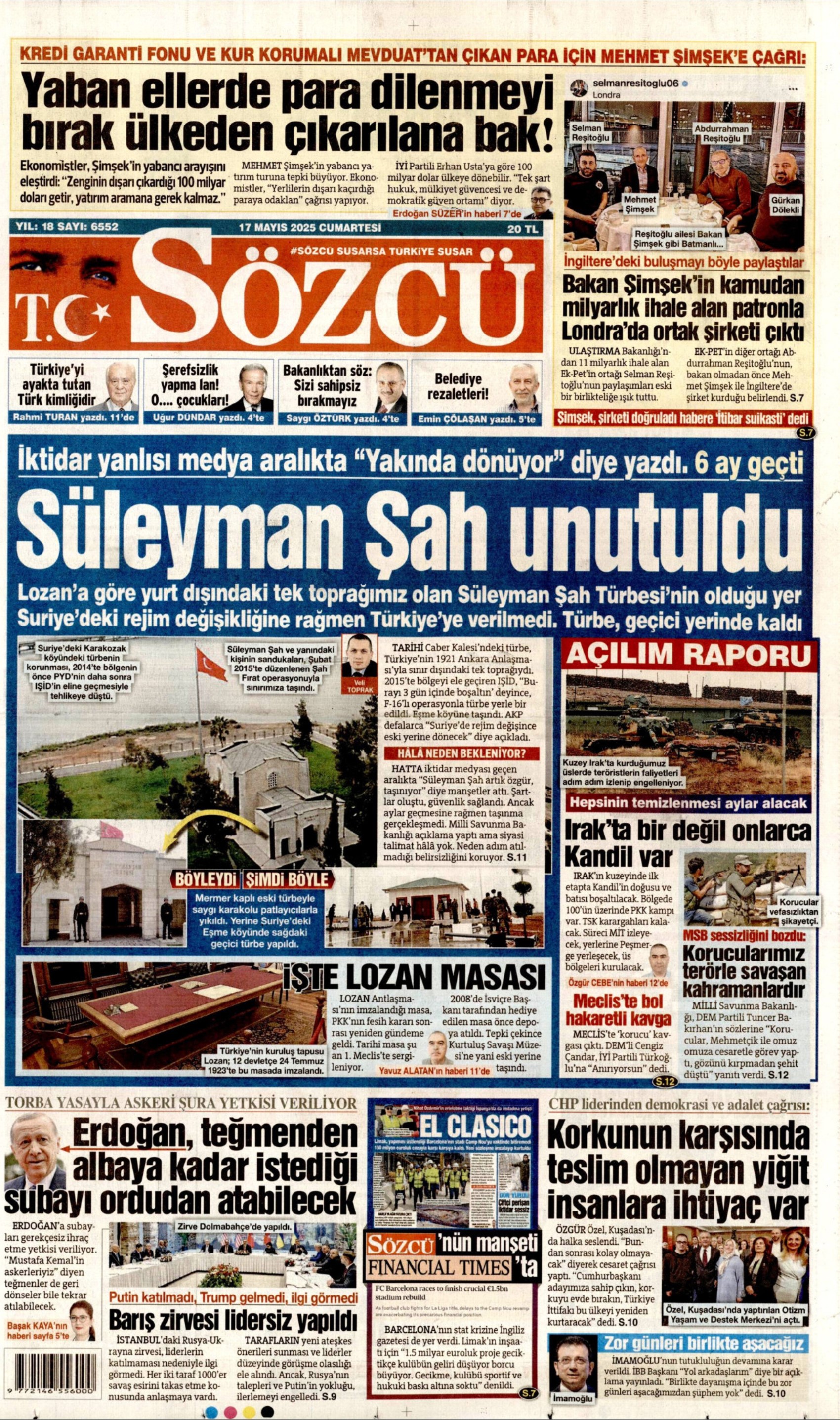 17 Mayıs 2025 gazete manşetleri: Gazeteler, İstanbul'daki Rusya - Ukrayna zirvesini nasıl gördü?