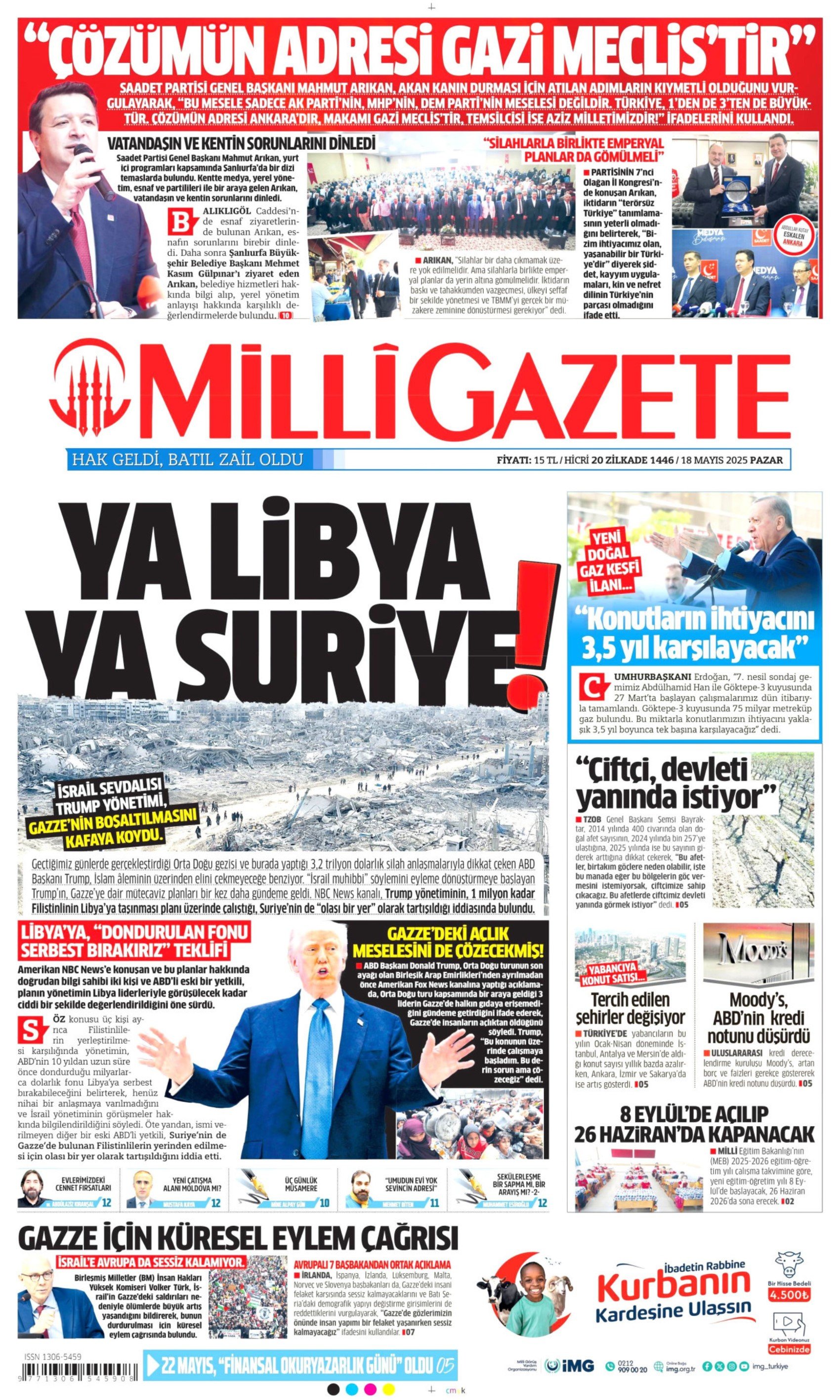 18 Mayıs 2025 gazete manşetleri