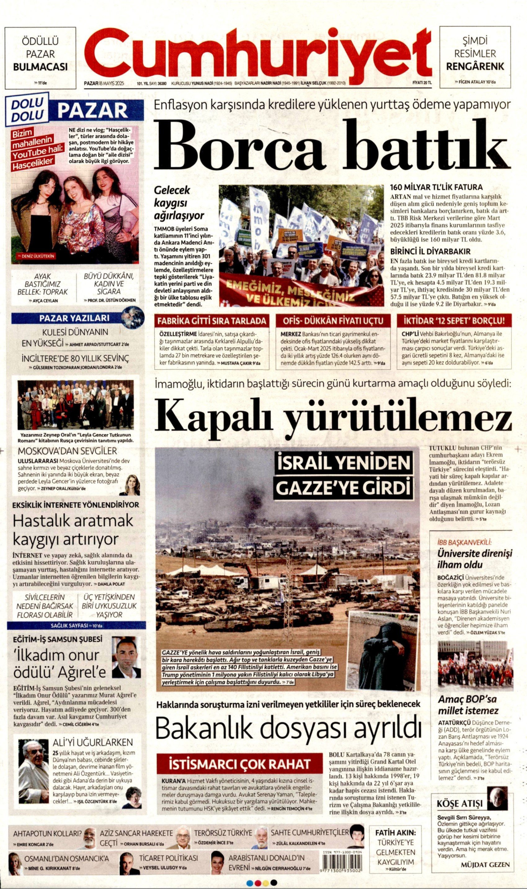 18 Mayıs 2025 gazete manşetleri