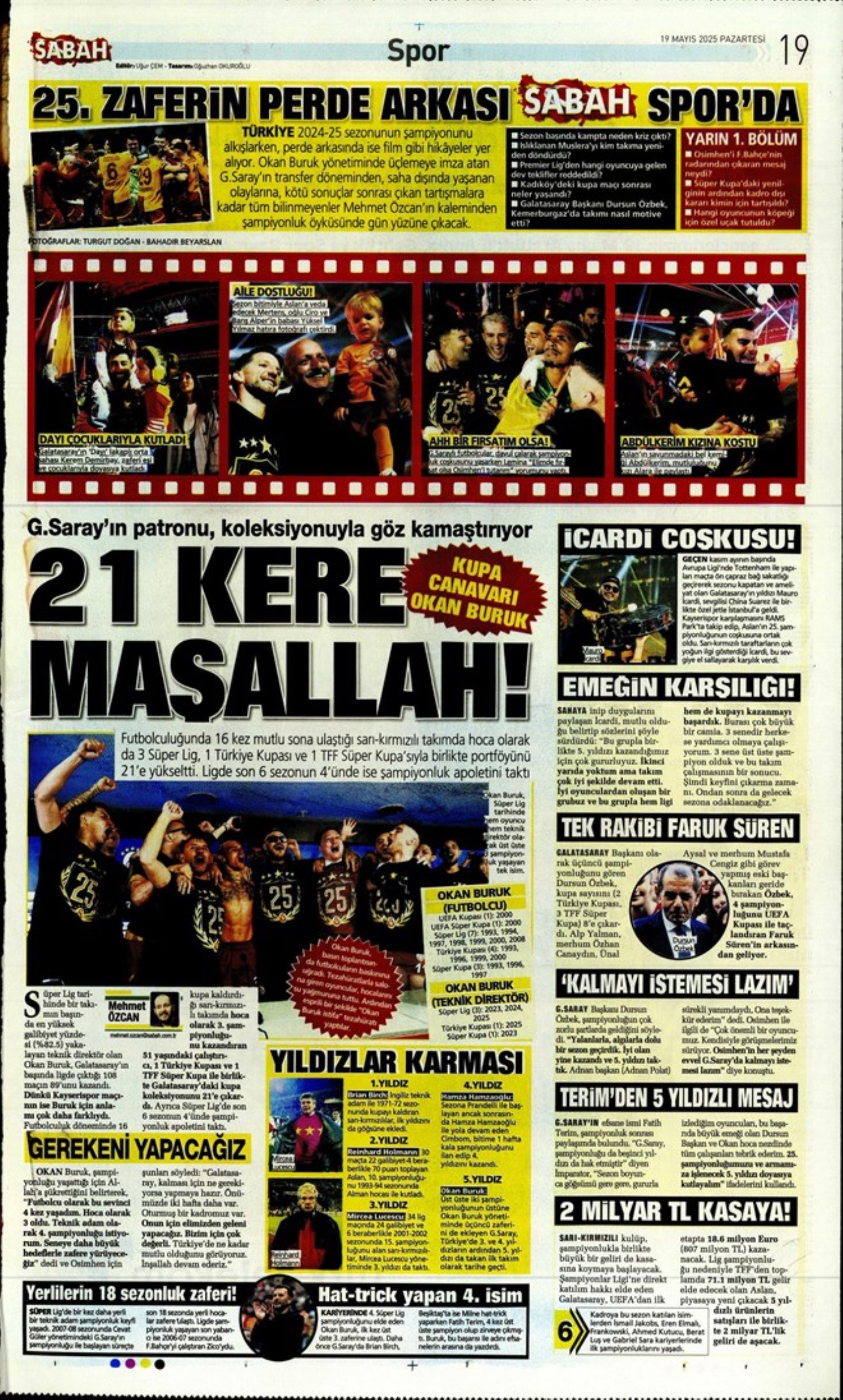 Sporda günün manşetleri... Galatasaray 5.yıldızı taktı: Okan Buruk yeni hedefi açıkladı