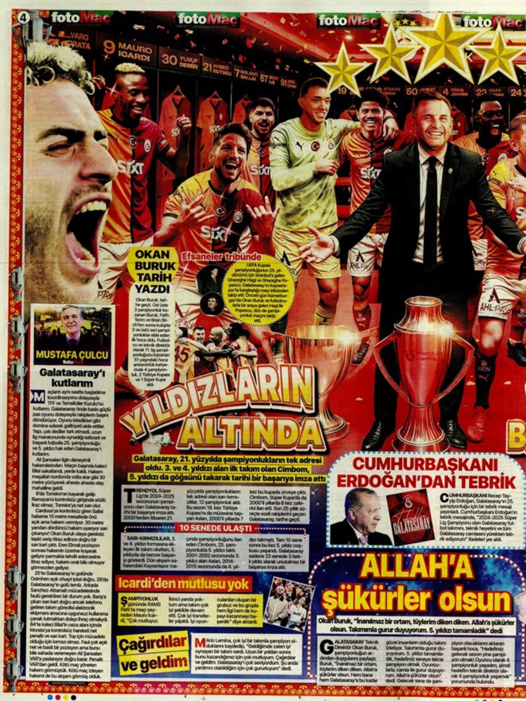 Sporda günün manşetleri... Galatasaray 5.yıldızı taktı: Okan Buruk yeni hedefi açıkladı