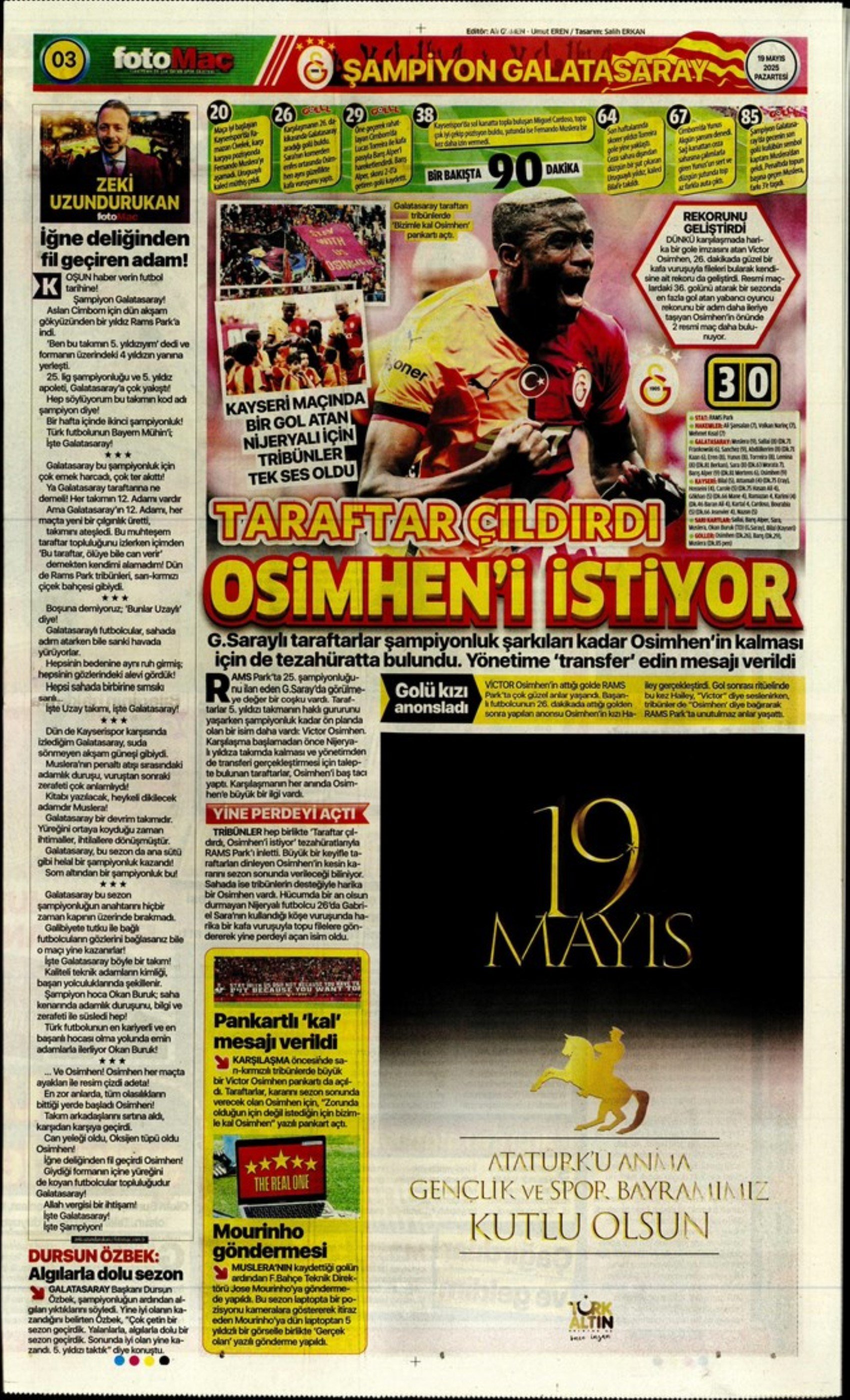 Sporda günün manşetleri... Galatasaray 5.yıldızı taktı: Okan Buruk yeni hedefi açıkladı