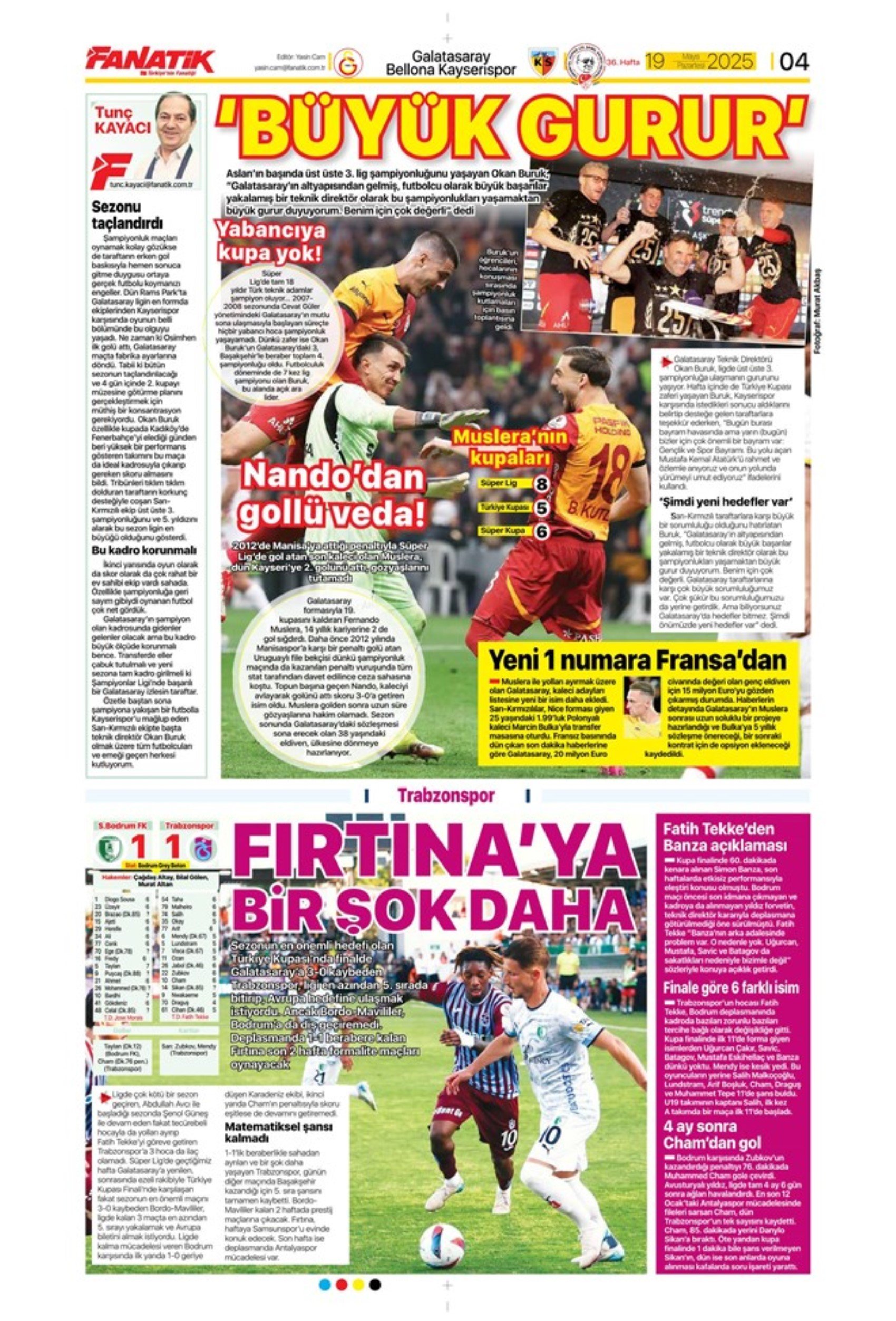 Sporda günün manşetleri... Galatasaray 5.yıldızı taktı: Okan Buruk yeni hedefi açıkladı