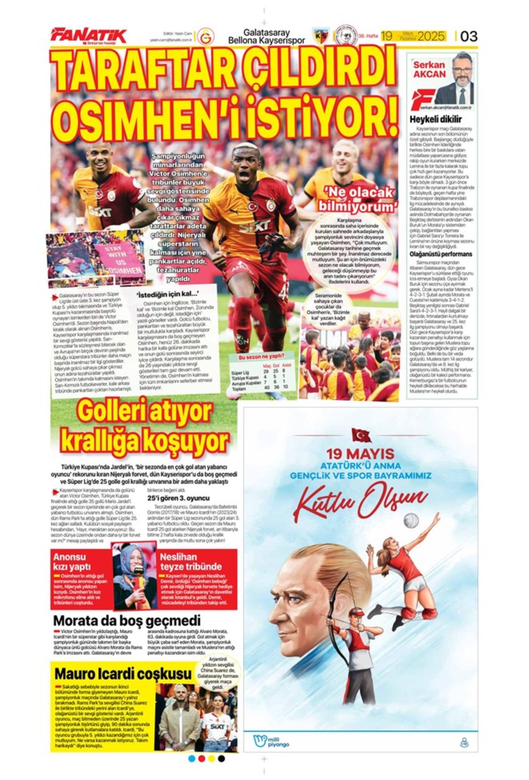 Sporda günün manşetleri... Galatasaray 5.yıldızı taktı: Okan Buruk yeni hedefi açıkladı