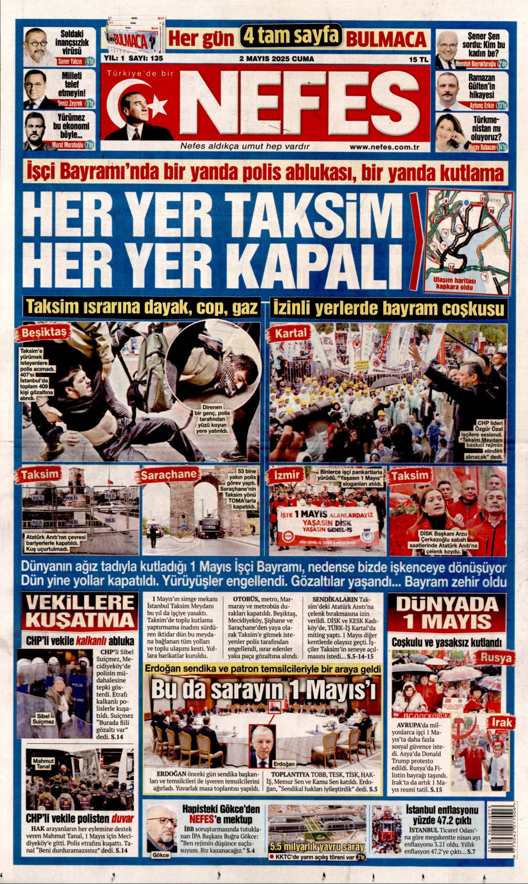 2 Nisan 2025 gazete manşetleri: 'Her yer Taksim her yer kapalı'