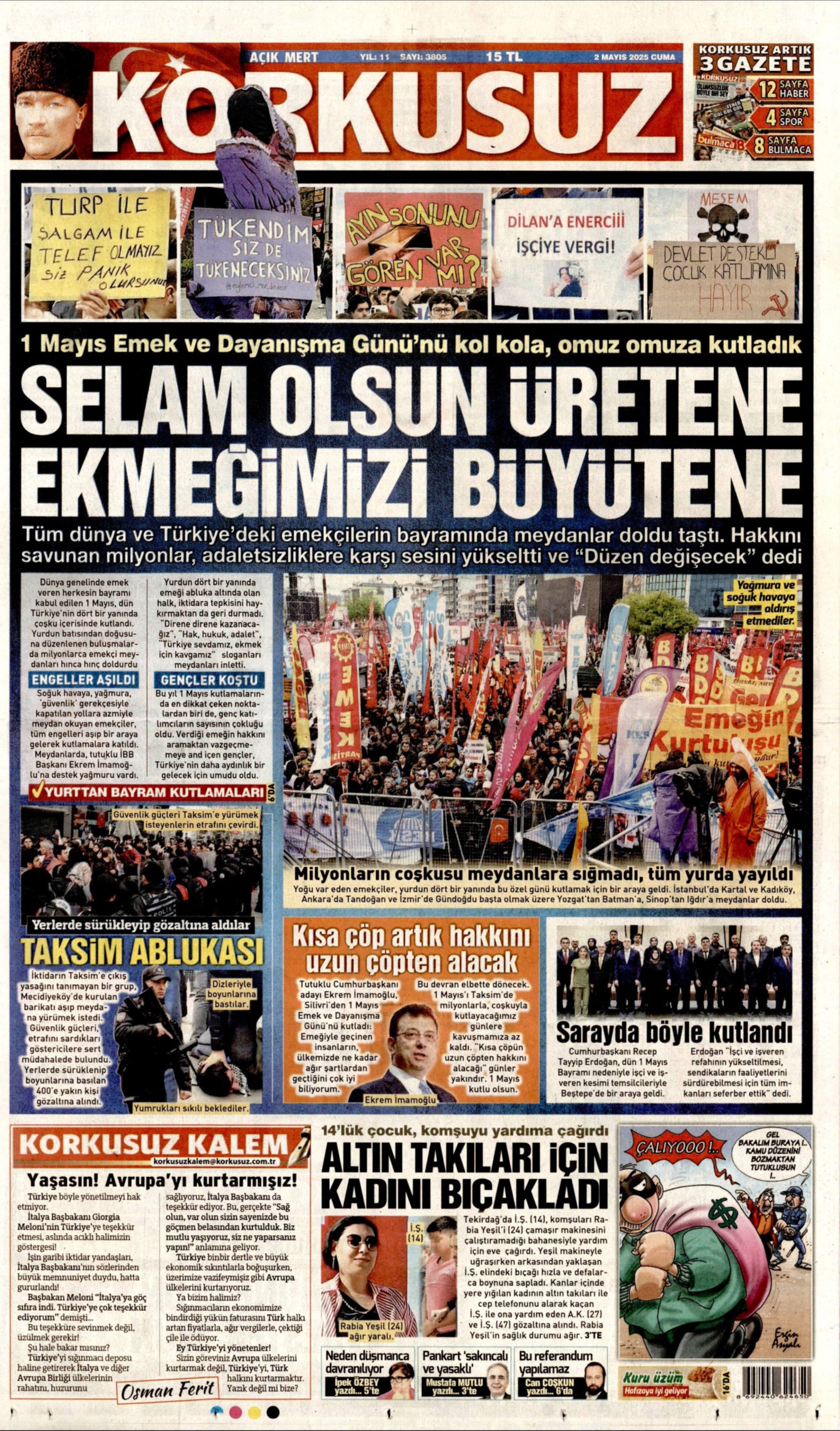 2 Nisan 2025 gazete manşetleri: 'Her yer Taksim her yer kapalı'