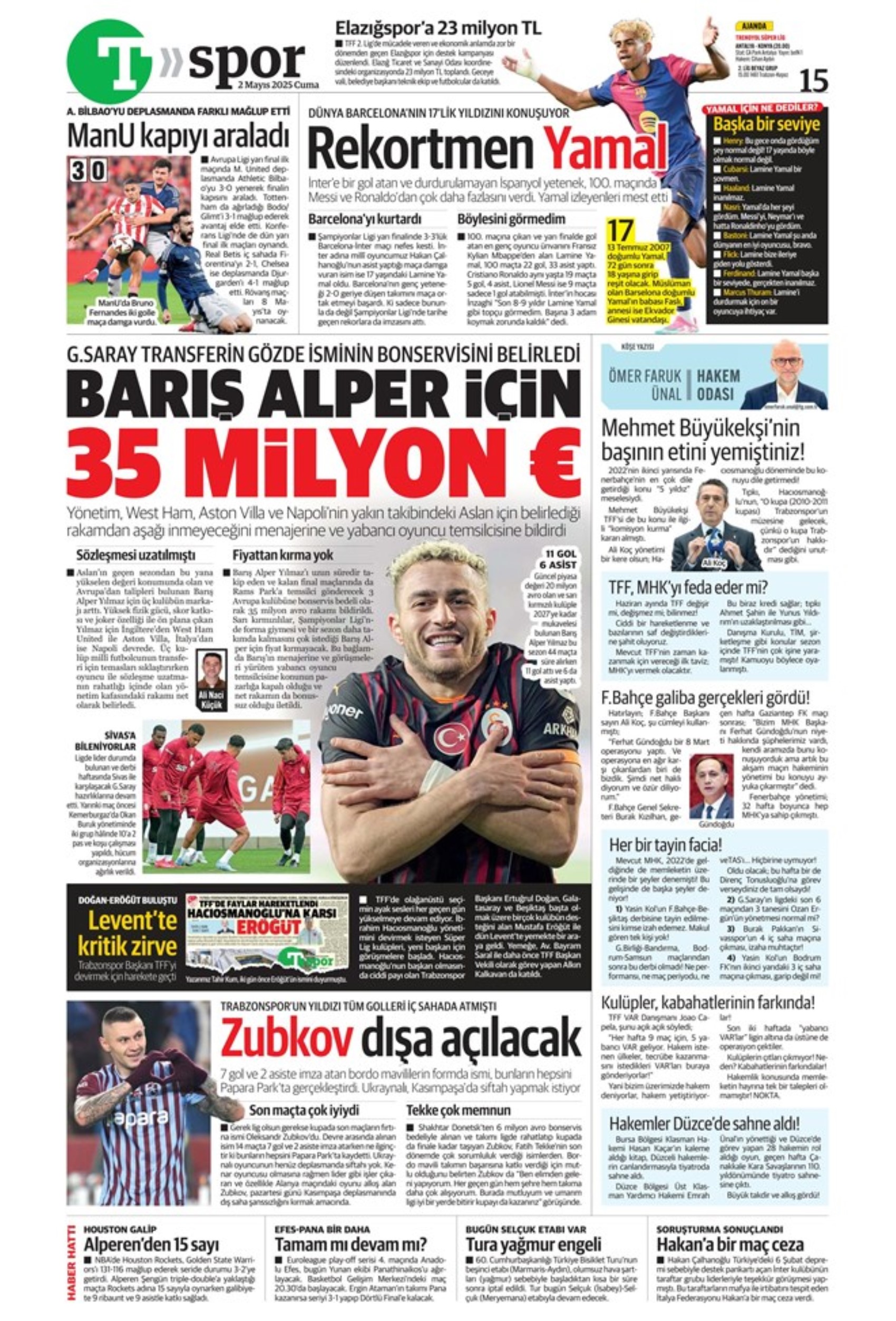 Sporda günün manşetleri... Fenerbahçe'de forvet için iki seçenek var: Aslan City