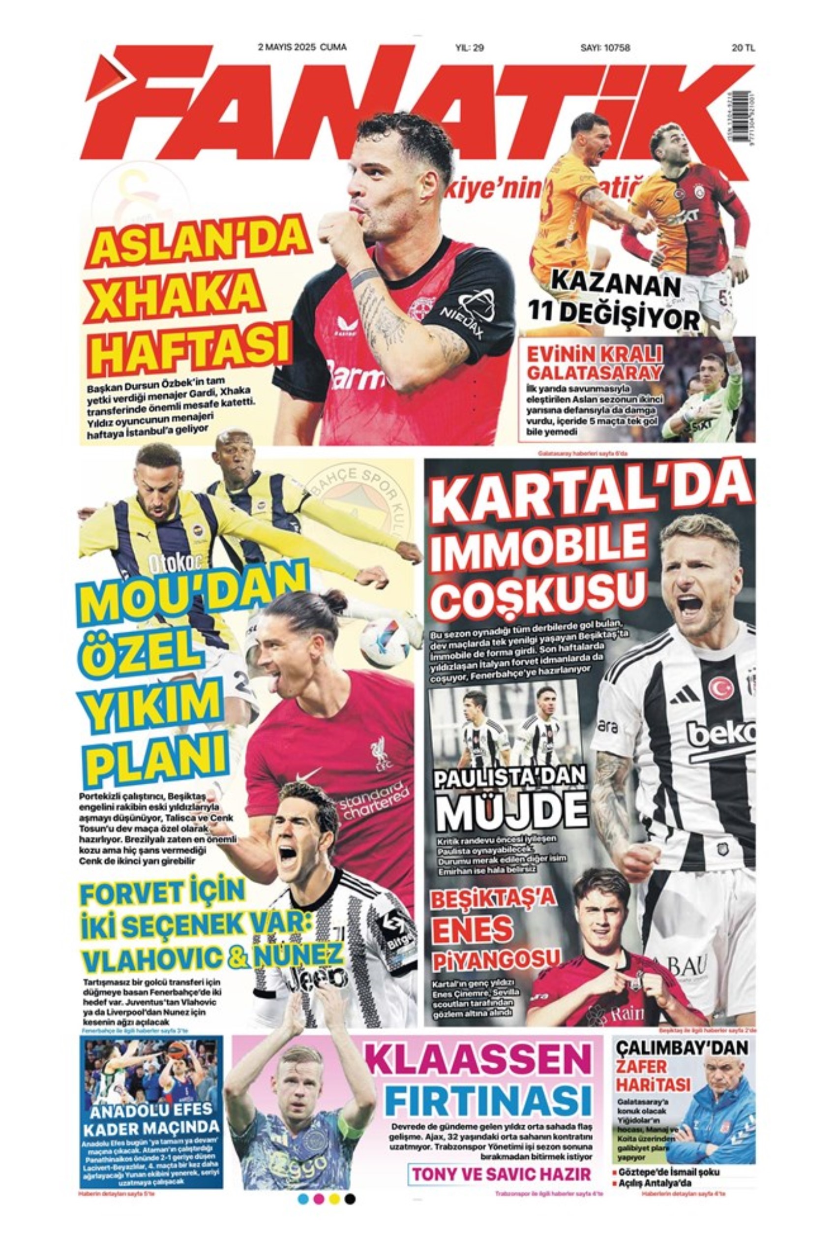 Sporda günün manşetleri... Fenerbahçe'de forvet için iki seçenek var: Aslan City