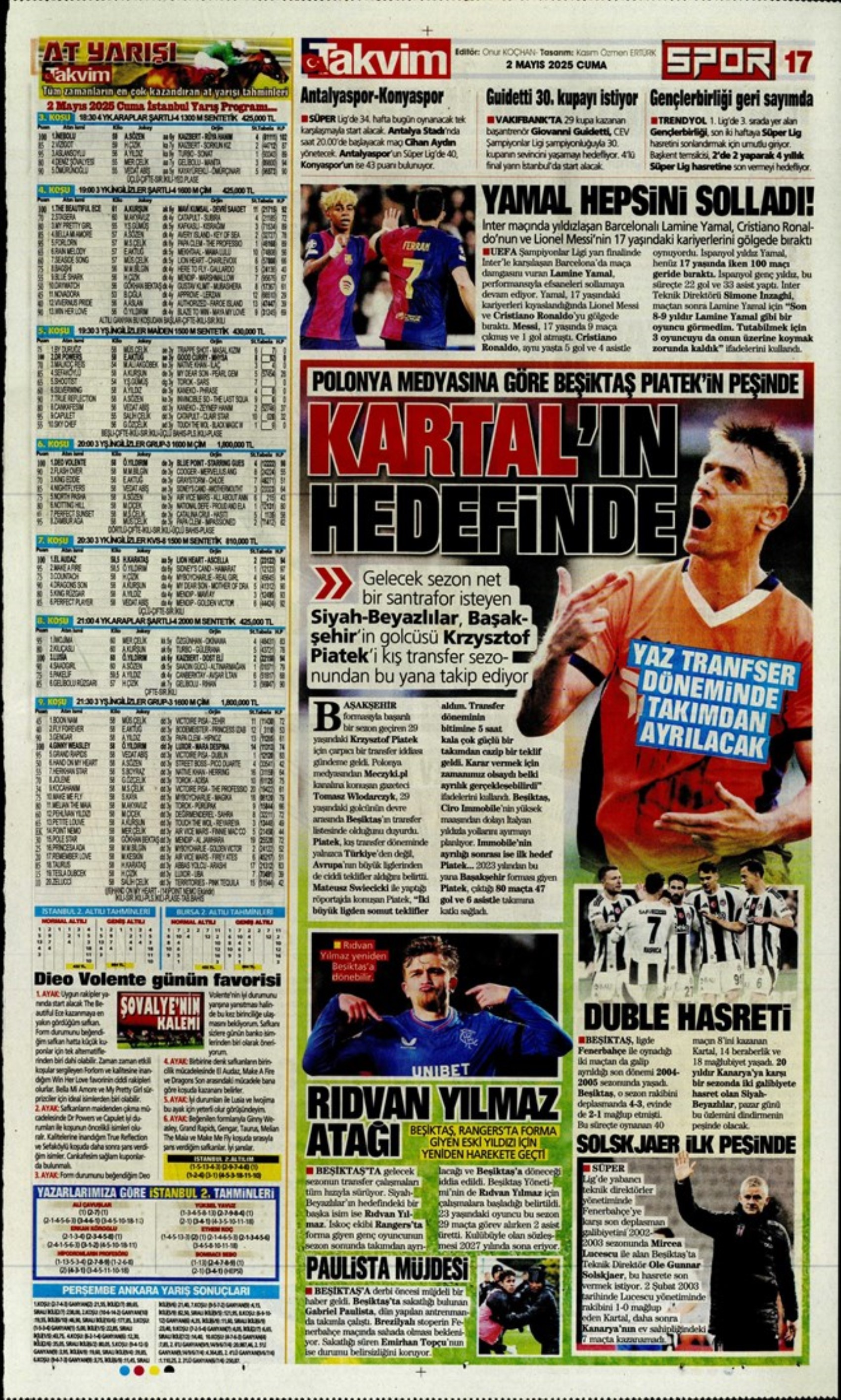Sporda günün manşetleri... Fenerbahçe'de forvet için iki seçenek var: Aslan City
