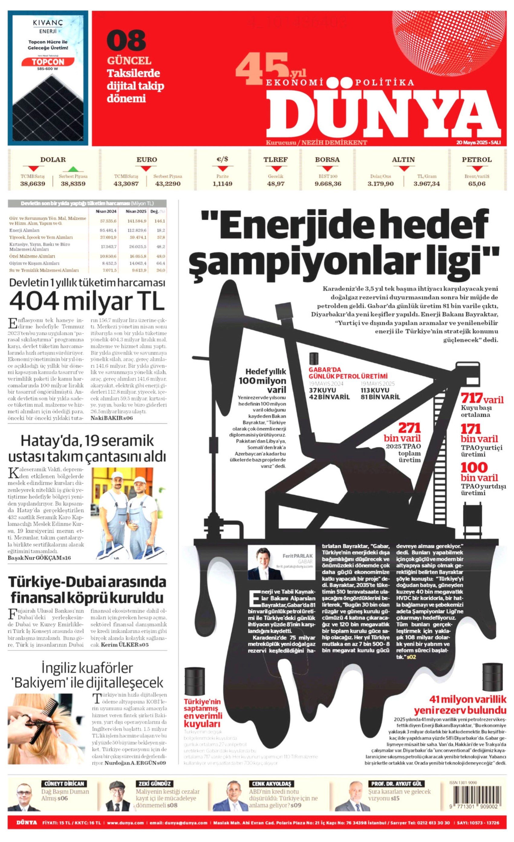 20 Mayıs 2025 gazete manşetleri