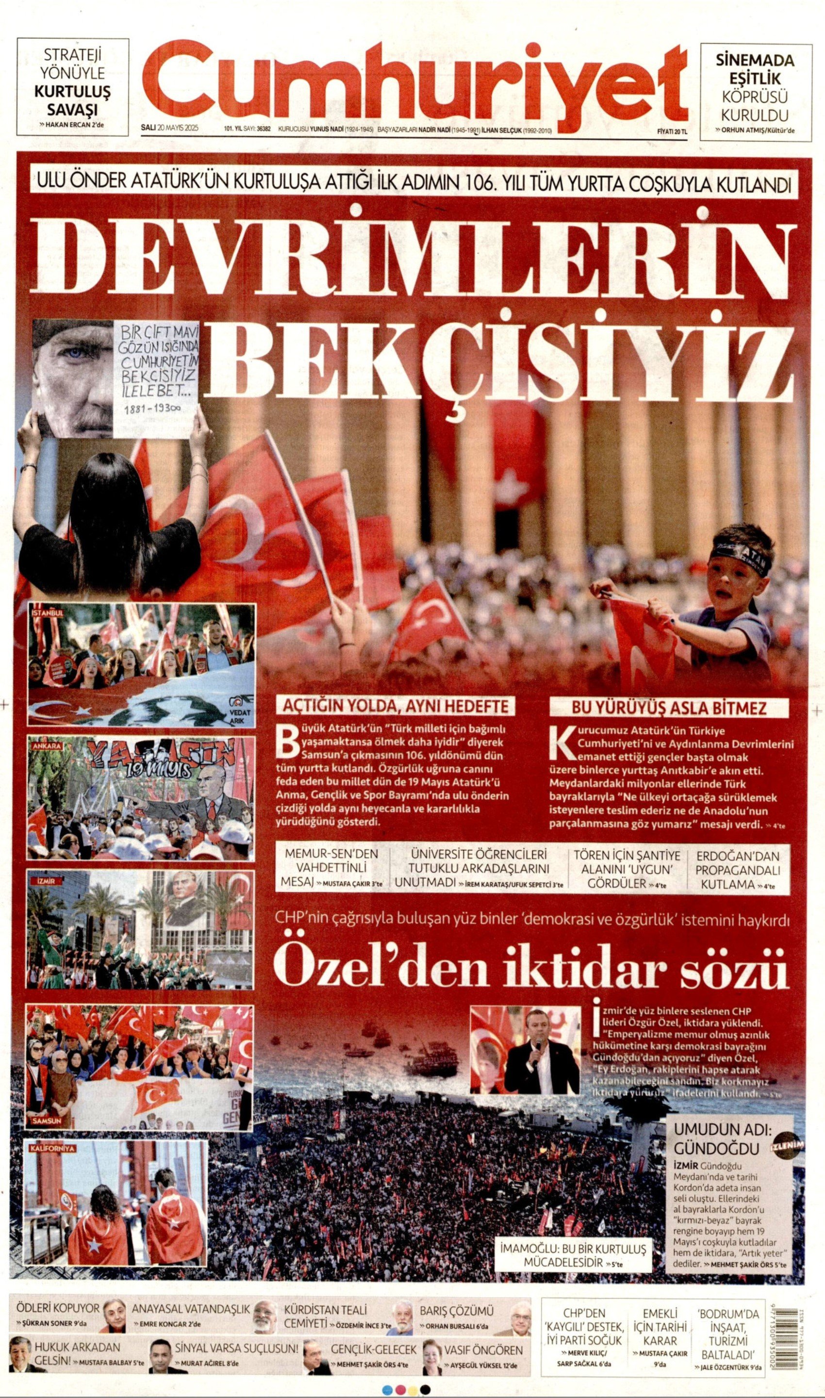 20 Mayıs 2025 gazete manşetleri