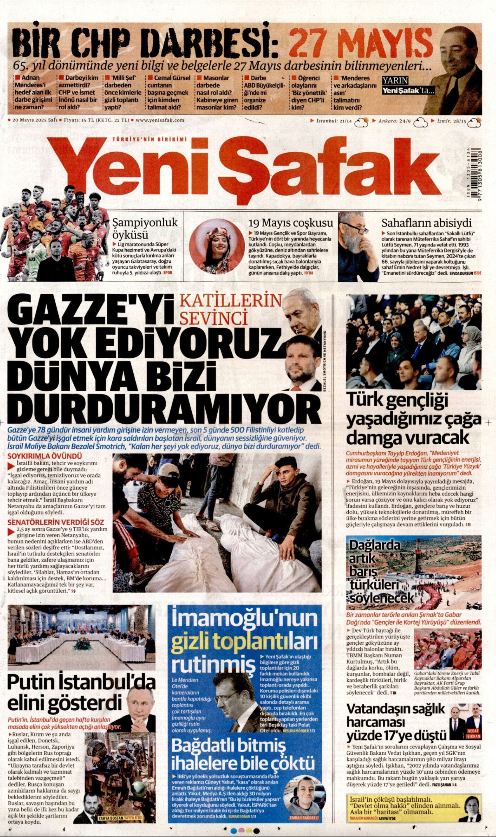 20 Mayıs 2025 gazete manşetleri