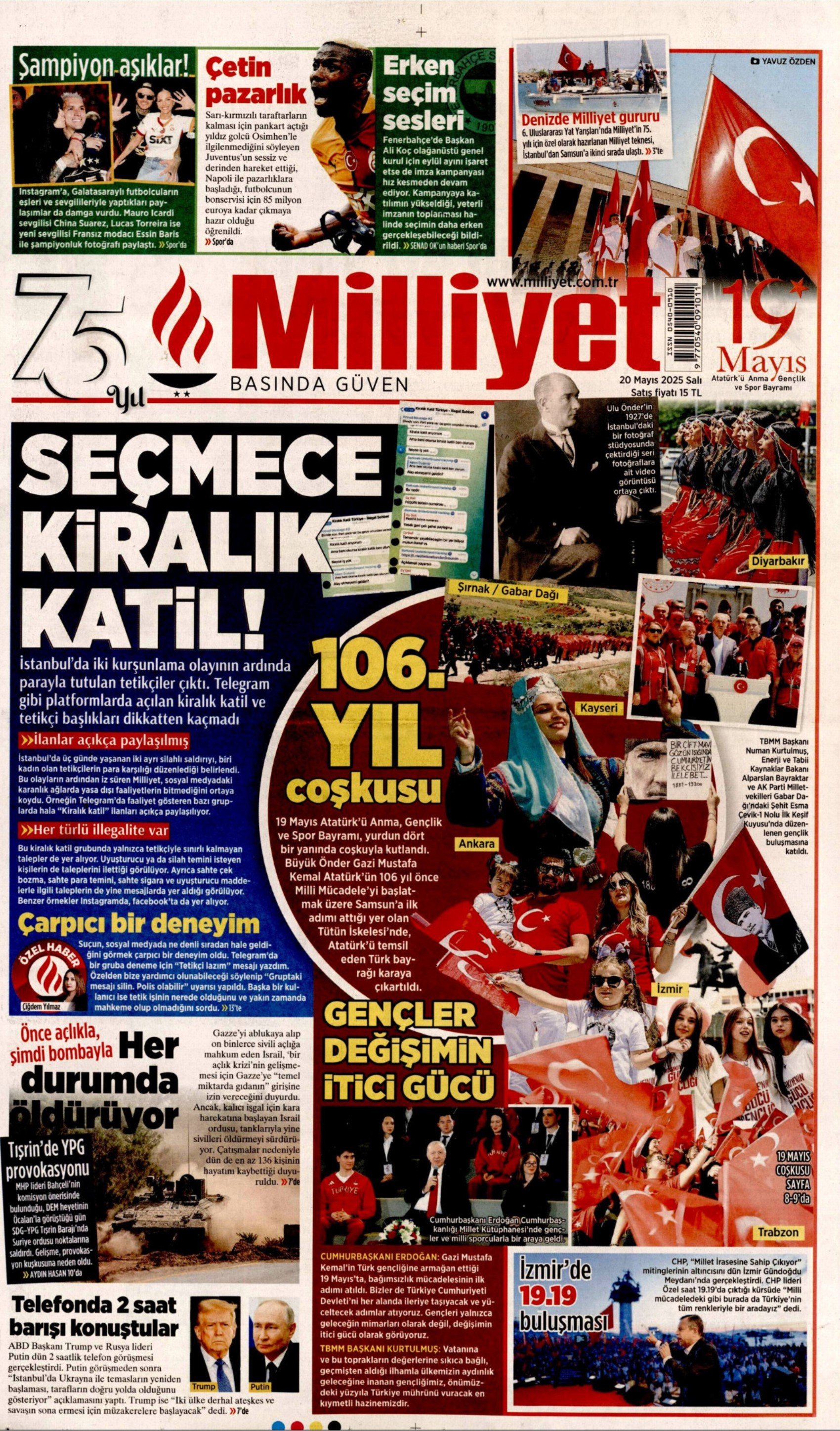 20 Mayıs 2025 gazete manşetleri