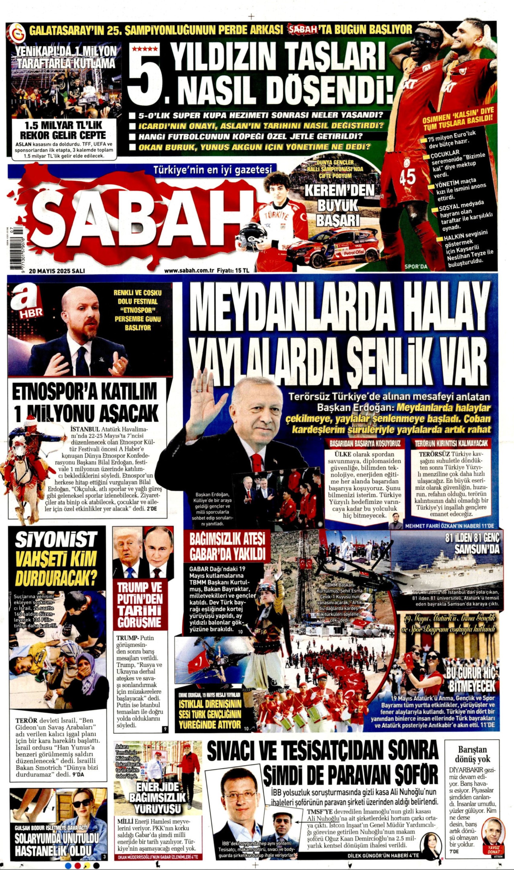 20 Mayıs 2025 gazete manşetleri