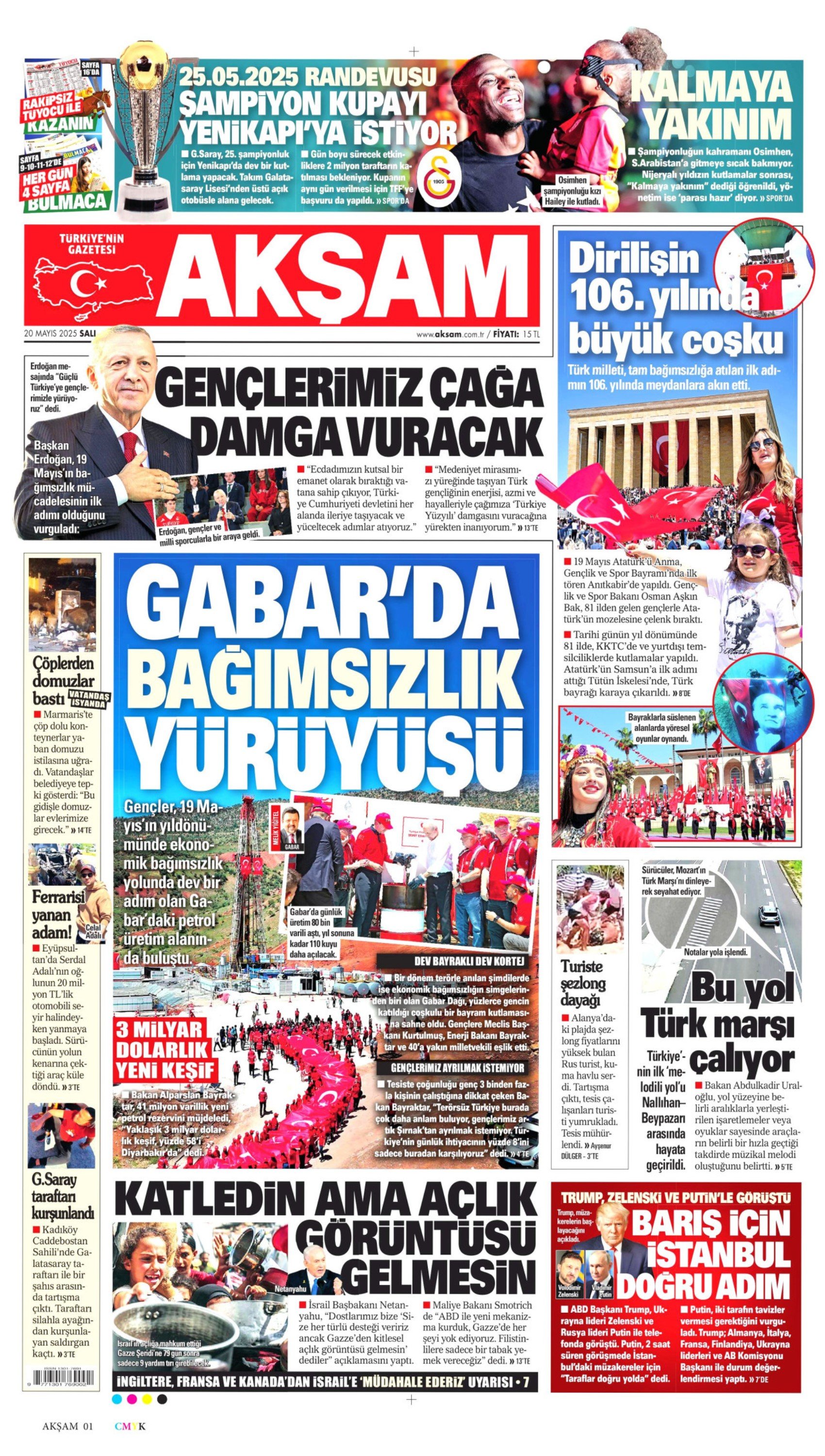 20 Mayıs 2025 gazete manşetleri