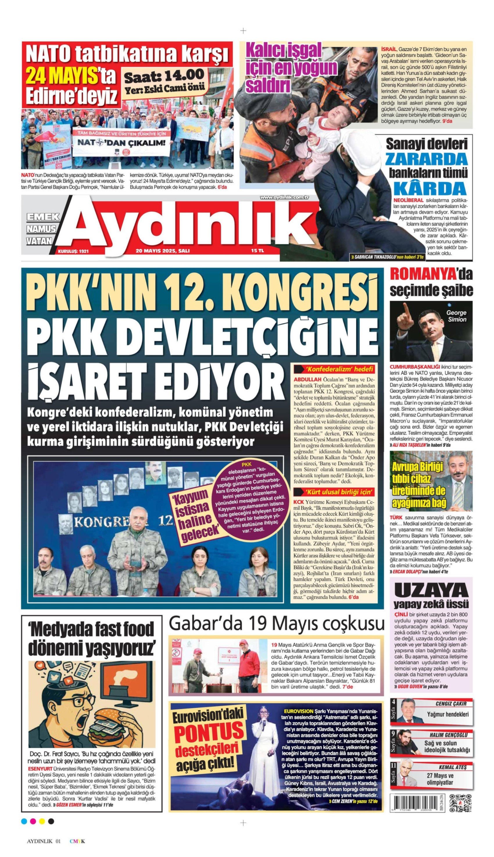 20 Mayıs 2025 gazete manşetleri