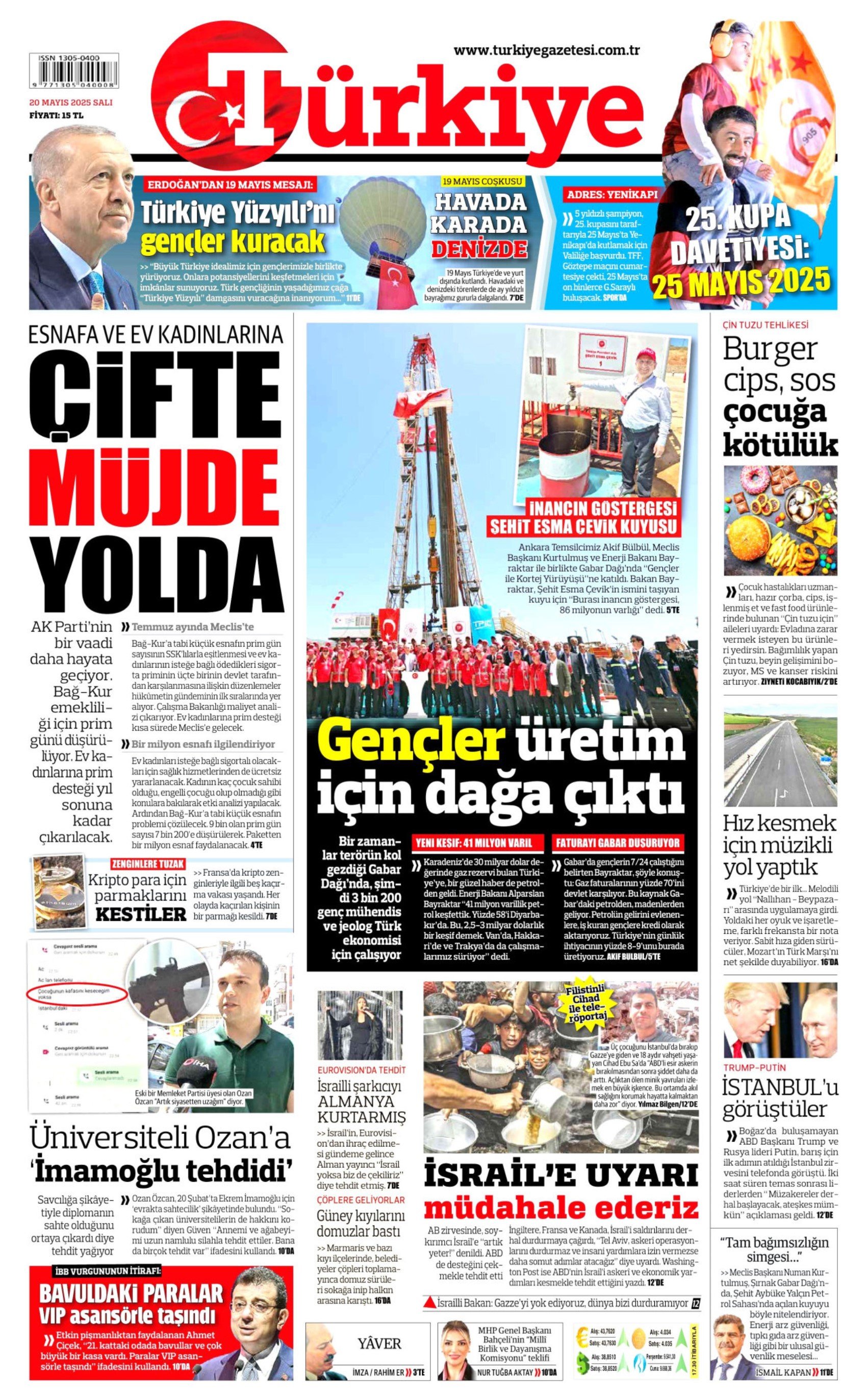 20 Mayıs 2025 gazete manşetleri