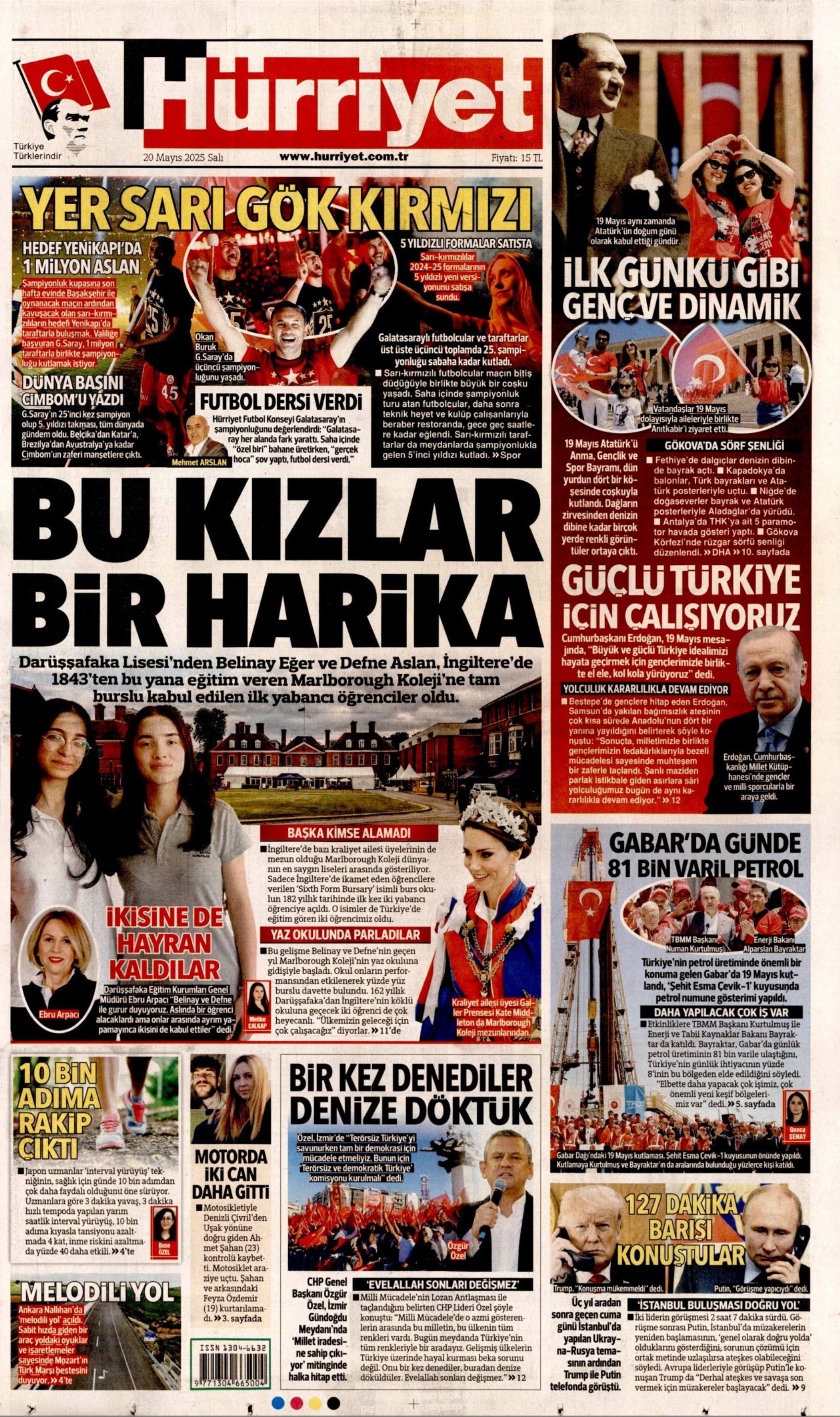 20 Mayıs 2025 gazete manşetleri