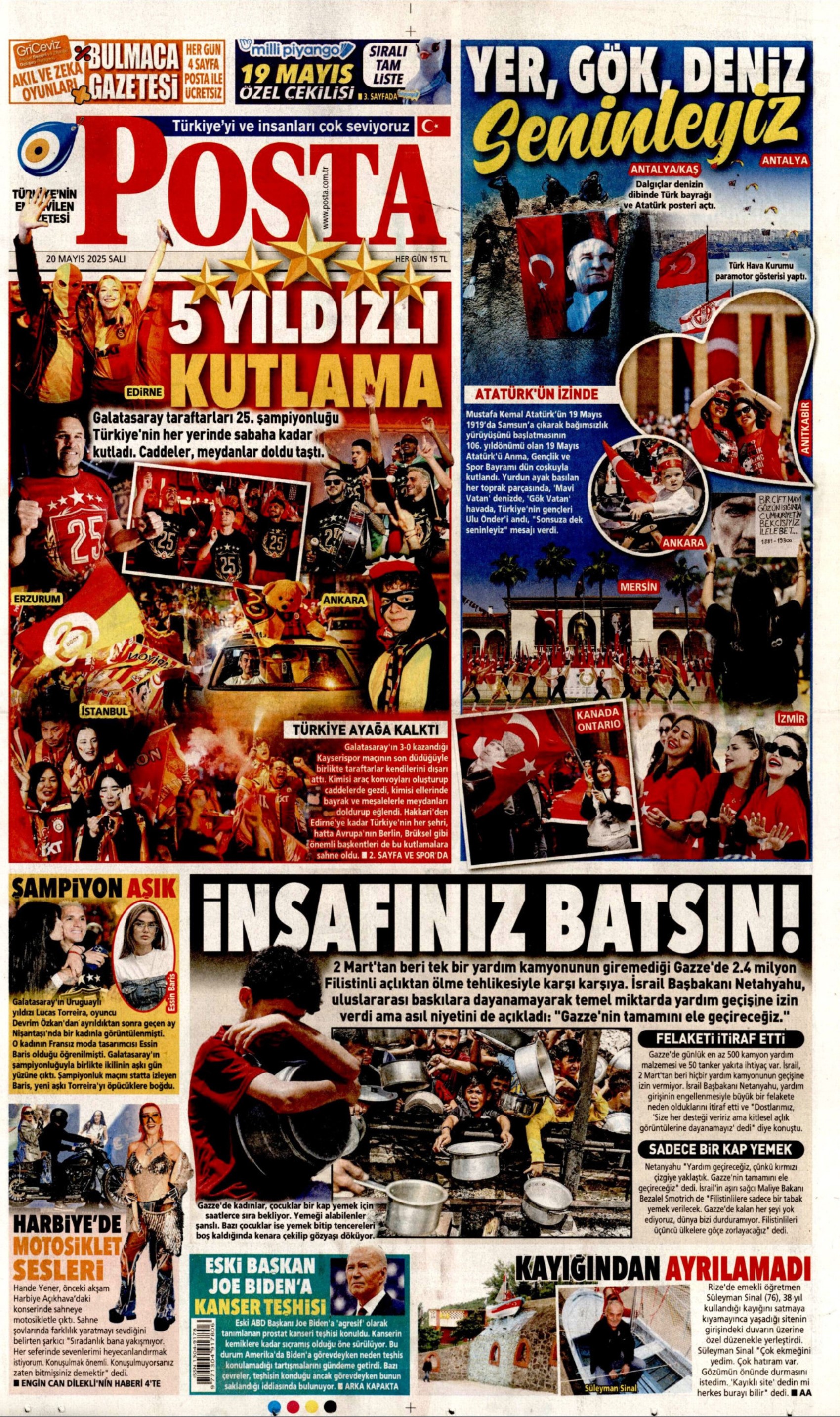 20 Mayıs 2025 gazete manşetleri