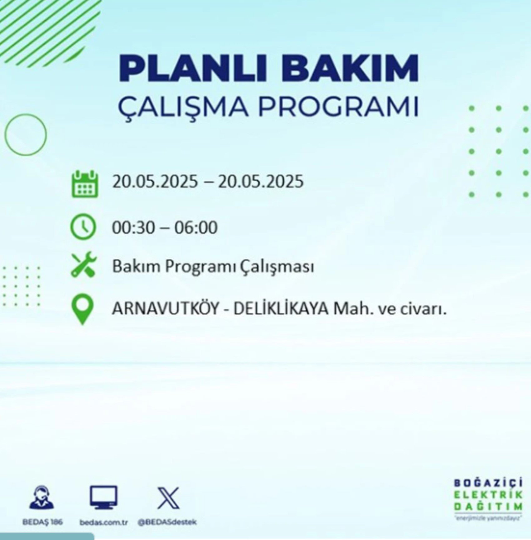 BEDAŞ paylaştı: İstanbul'da 20 Mayıs Salı günü elektrik kesintisi yaşanacak ilçeler