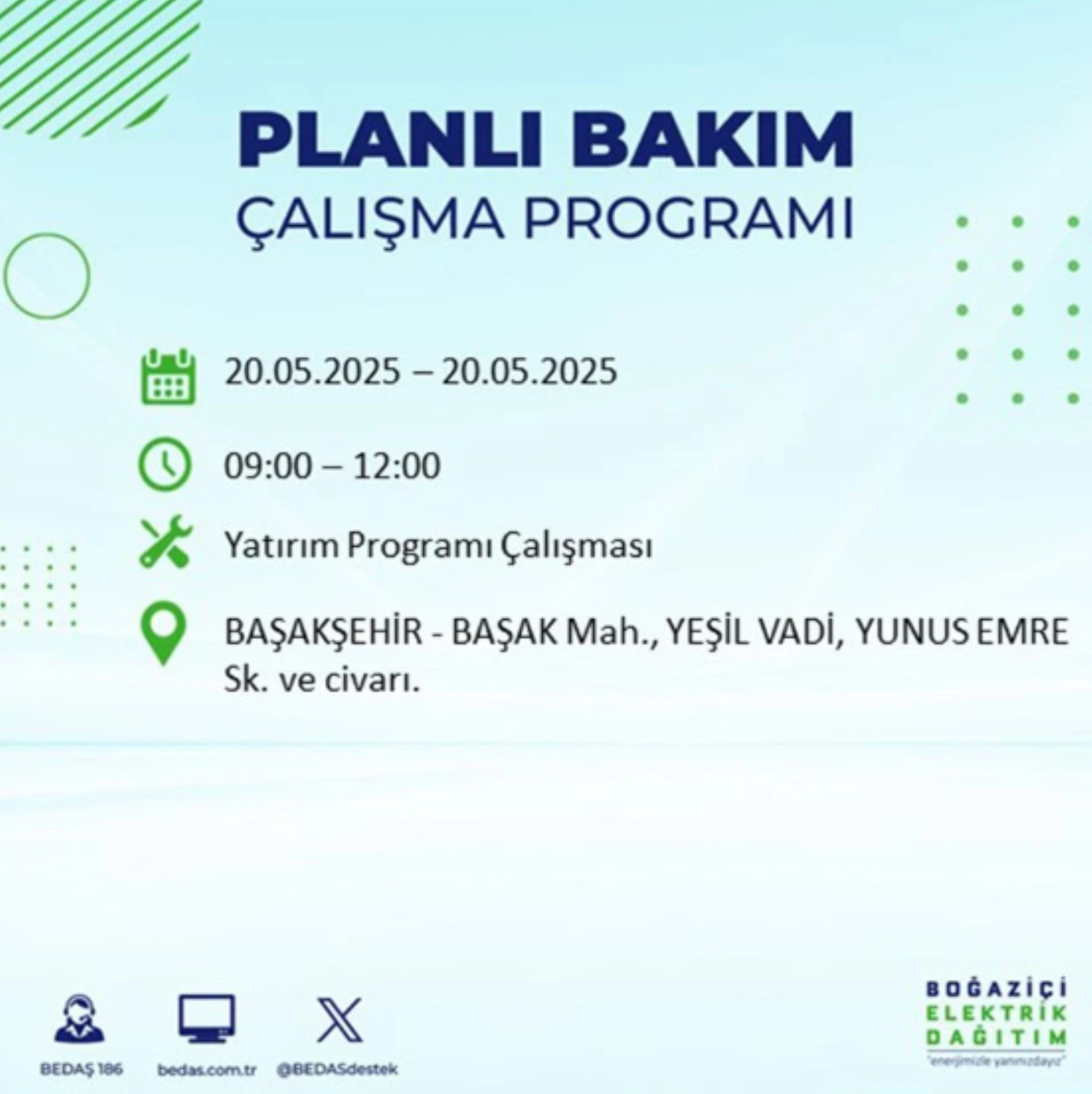 BEDAŞ paylaştı: İstanbul'da 20 Mayıs Salı günü elektrik kesintisi yaşanacak ilçeler
