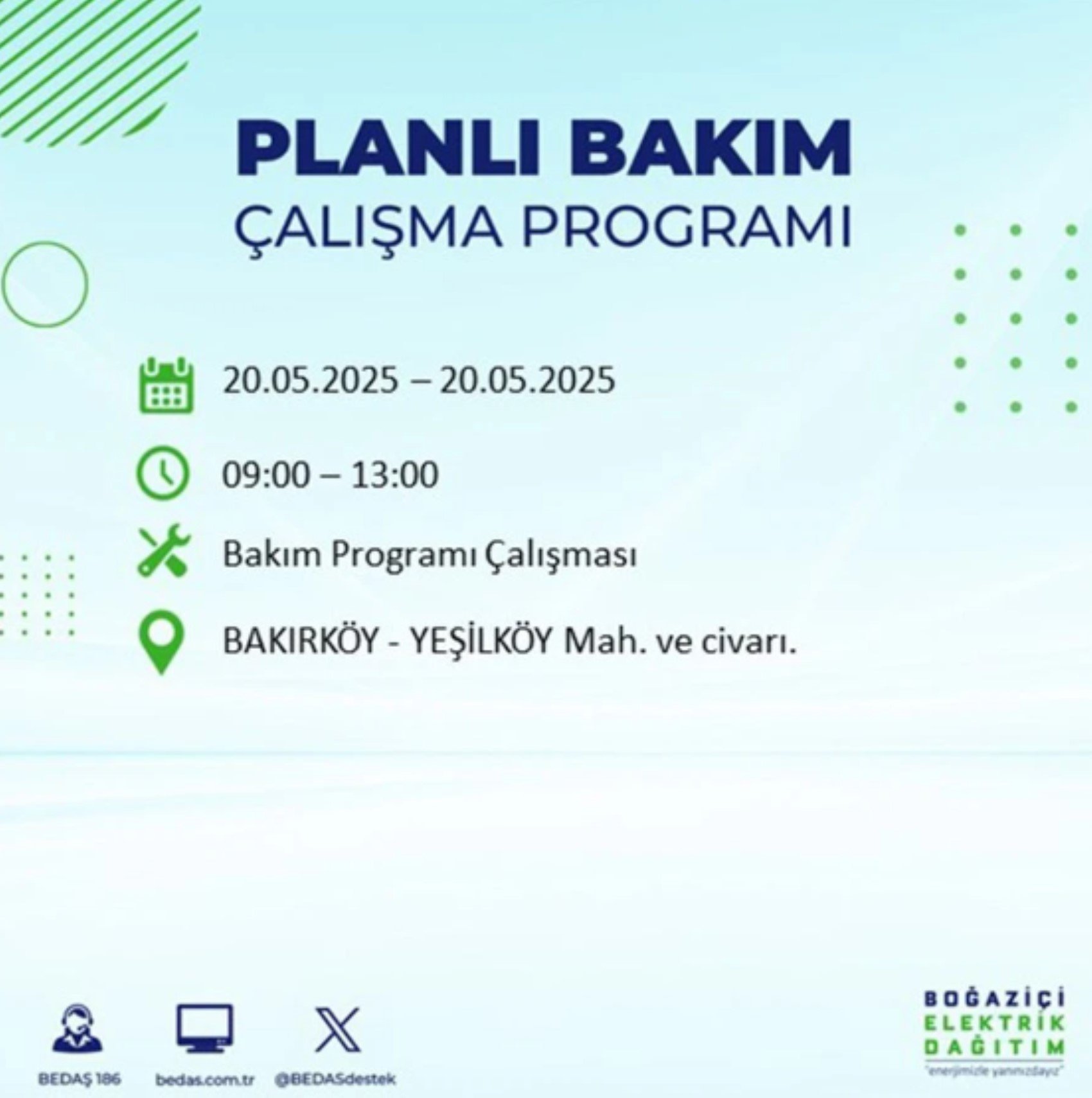 BEDAŞ paylaştı: İstanbul'da 20 Mayıs Salı günü elektrik kesintisi yaşanacak ilçeler