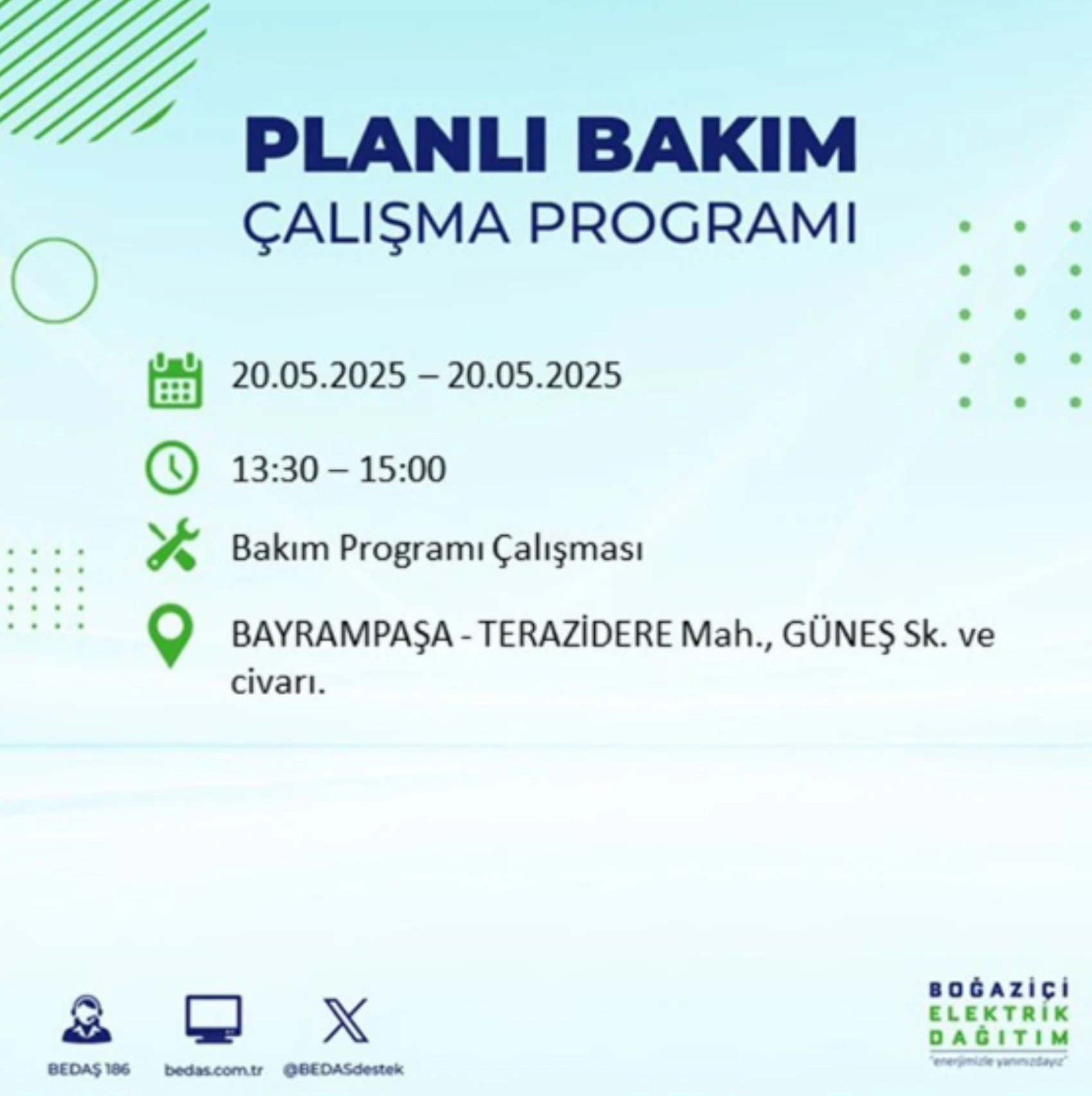 BEDAŞ paylaştı: İstanbul'da 20 Mayıs Salı günü elektrik kesintisi yaşanacak ilçeler