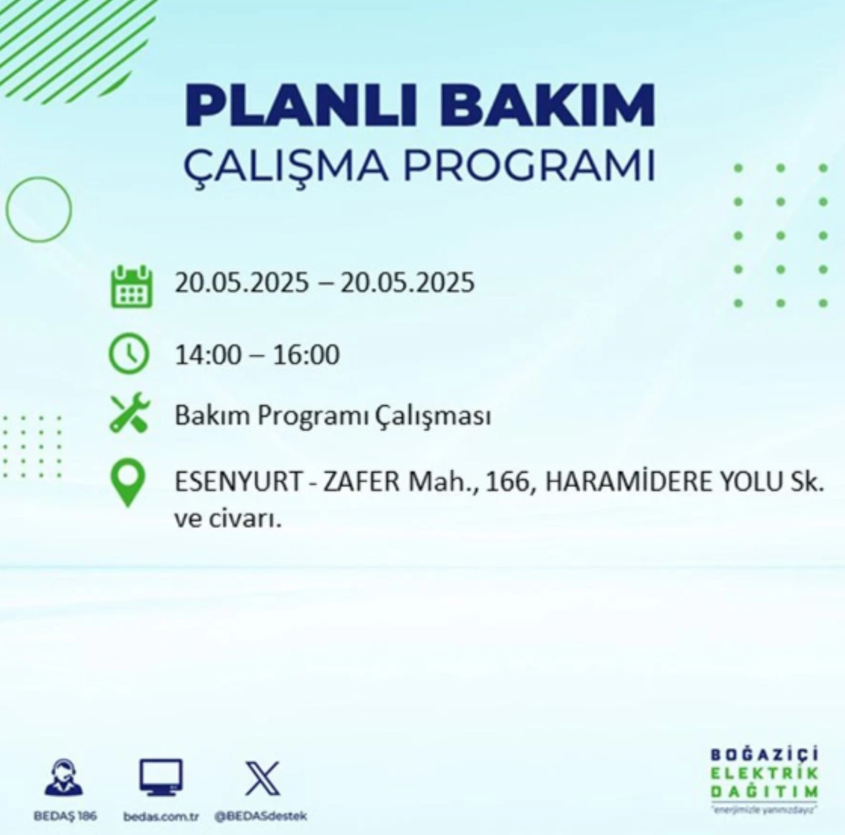 BEDAŞ paylaştı: İstanbul'da 20 Mayıs Salı günü elektrik kesintisi yaşanacak ilçeler