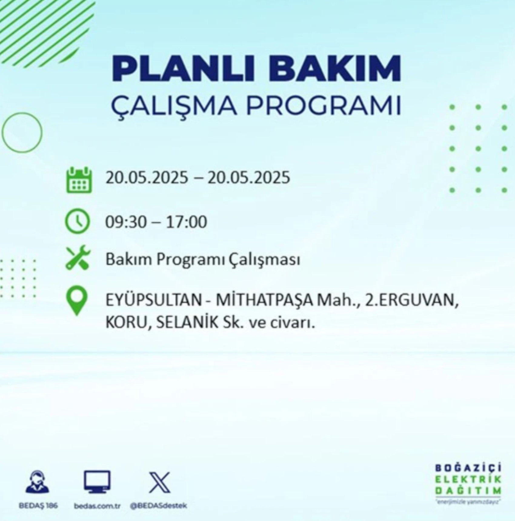 BEDAŞ paylaştı: İstanbul'da 20 Mayıs Salı günü elektrik kesintisi yaşanacak ilçeler