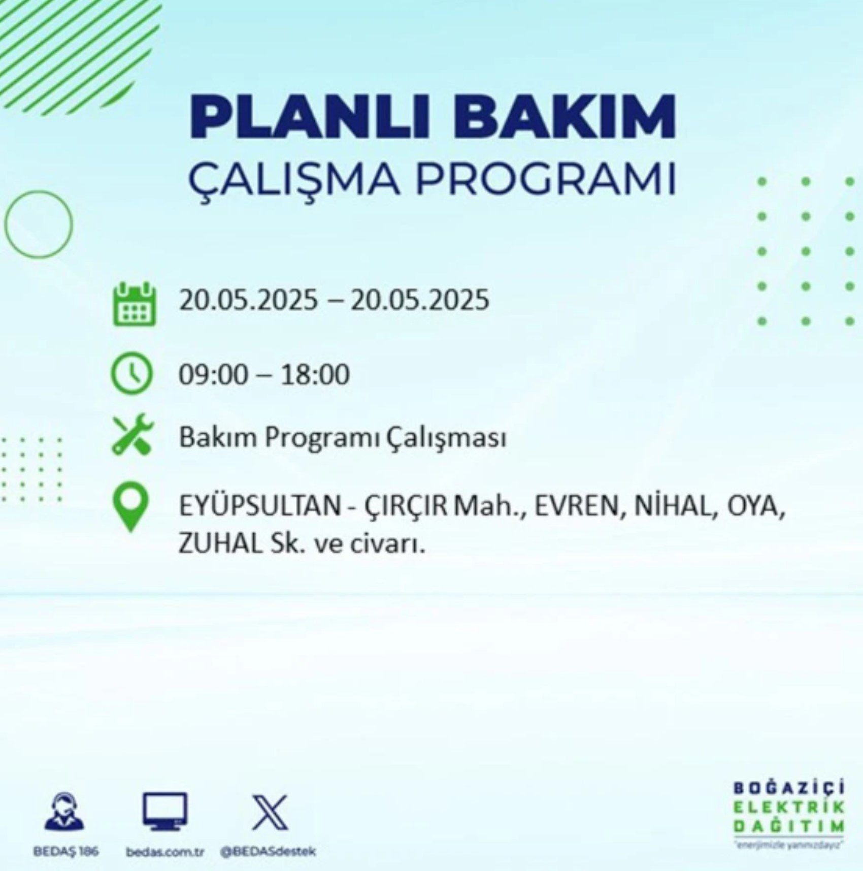 BEDAŞ paylaştı: İstanbul'da 20 Mayıs Salı günü elektrik kesintisi yaşanacak ilçeler