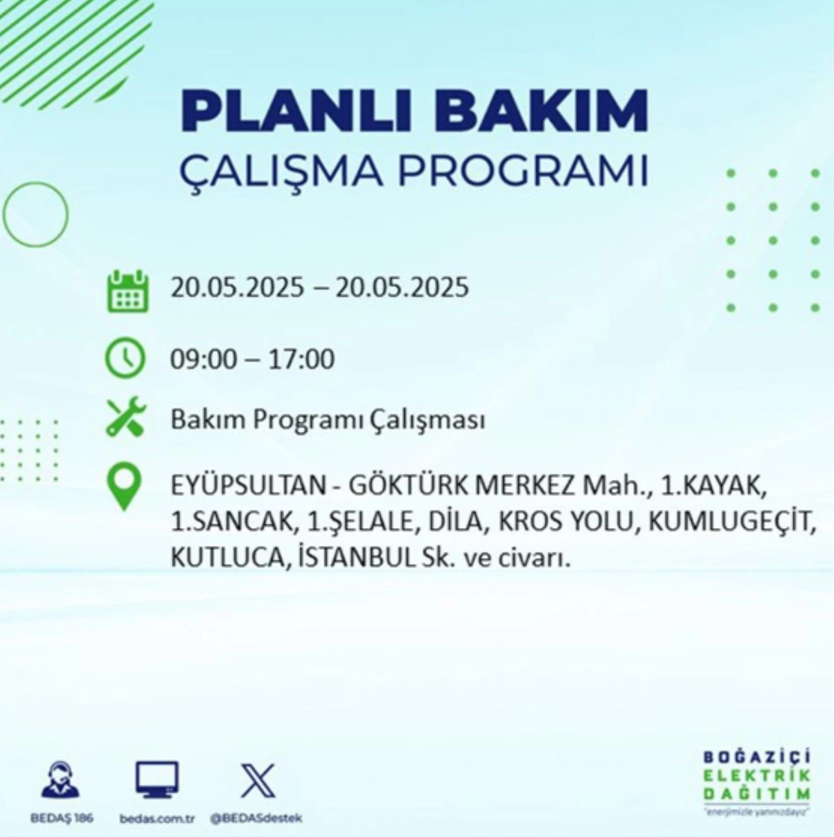 BEDAŞ paylaştı: İstanbul'da 20 Mayıs Salı günü elektrik kesintisi yaşanacak ilçeler