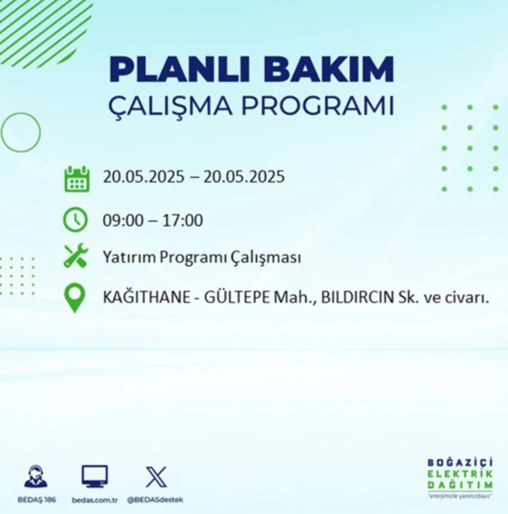 BEDAŞ paylaştı: İstanbul'da 20 Mayıs Salı günü elektrik kesintisi yaşanacak ilçeler