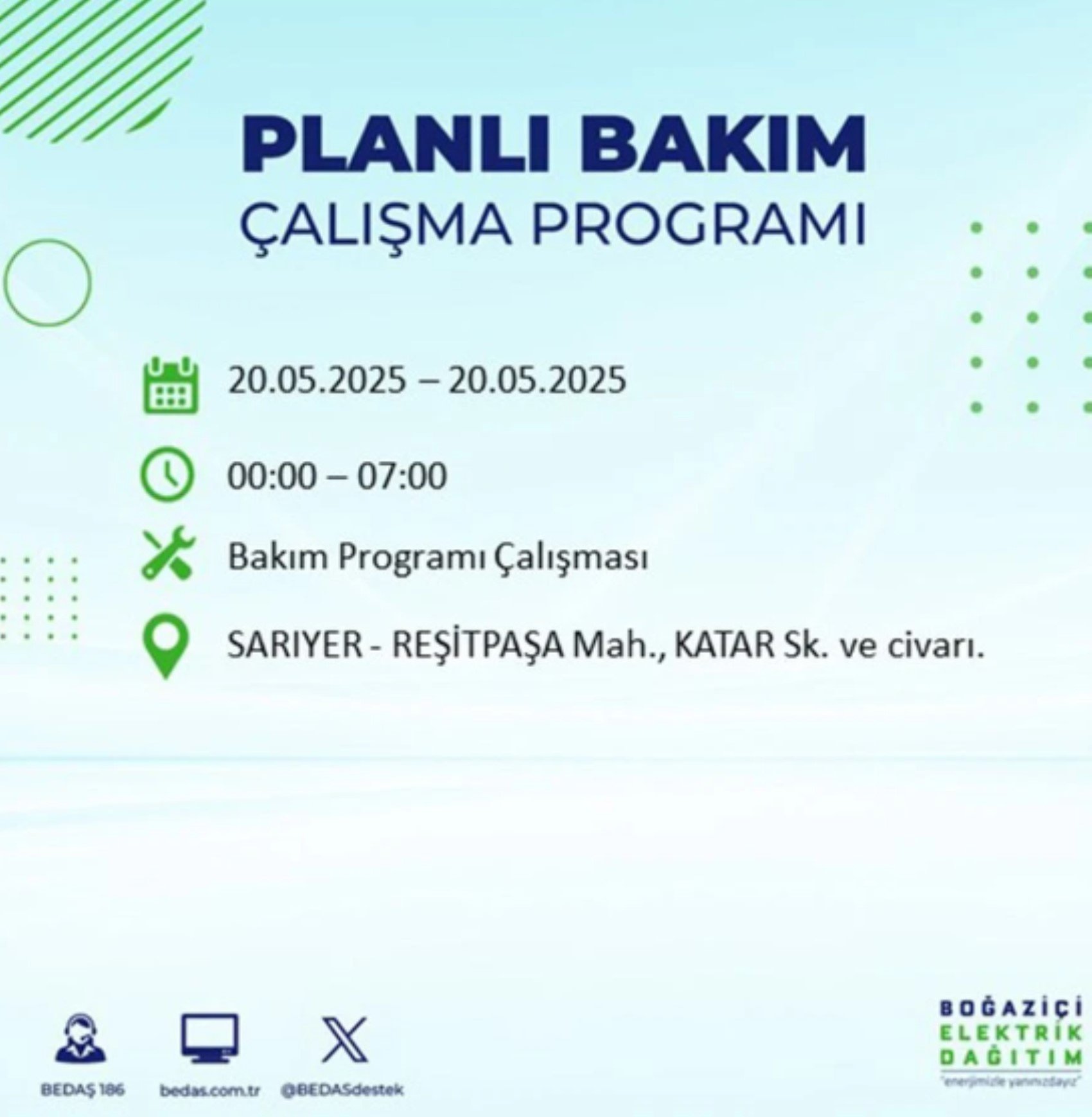 BEDAŞ paylaştı: İstanbul'da 20 Mayıs Salı günü elektrik kesintisi yaşanacak ilçeler