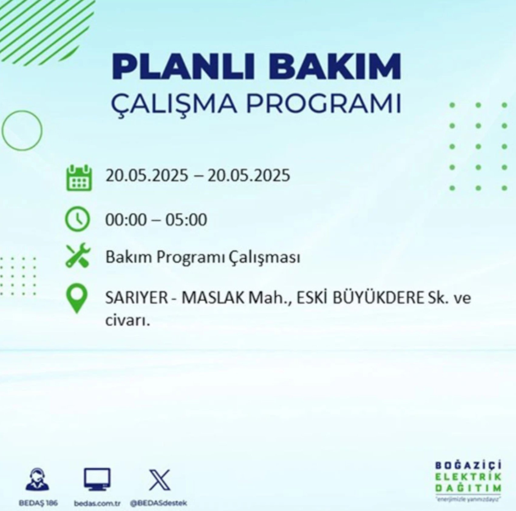 BEDAŞ paylaştı: İstanbul'da 20 Mayıs Salı günü elektrik kesintisi yaşanacak ilçeler