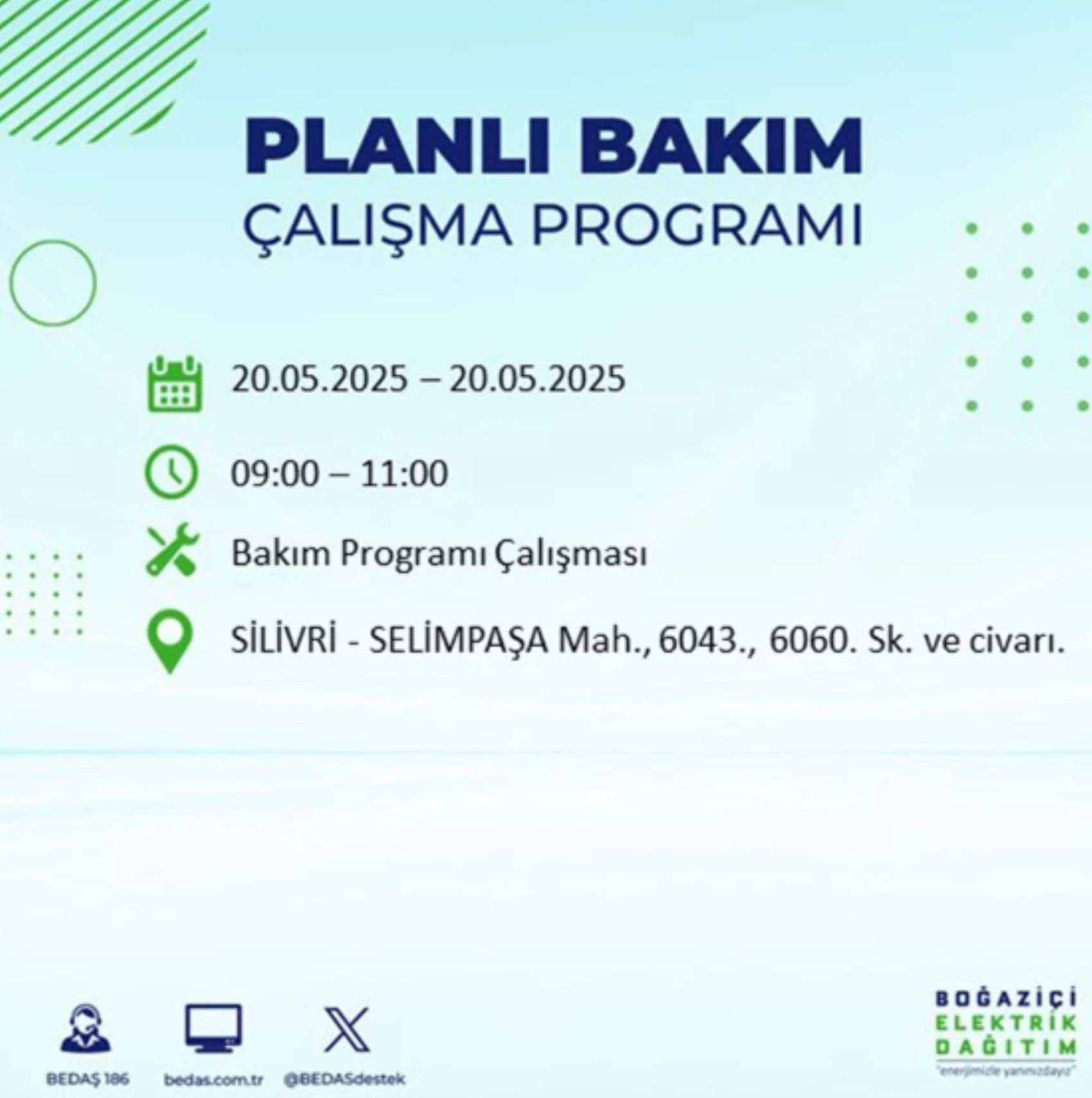 BEDAŞ paylaştı: İstanbul'da 20 Mayıs Salı günü elektrik kesintisi yaşanacak ilçeler