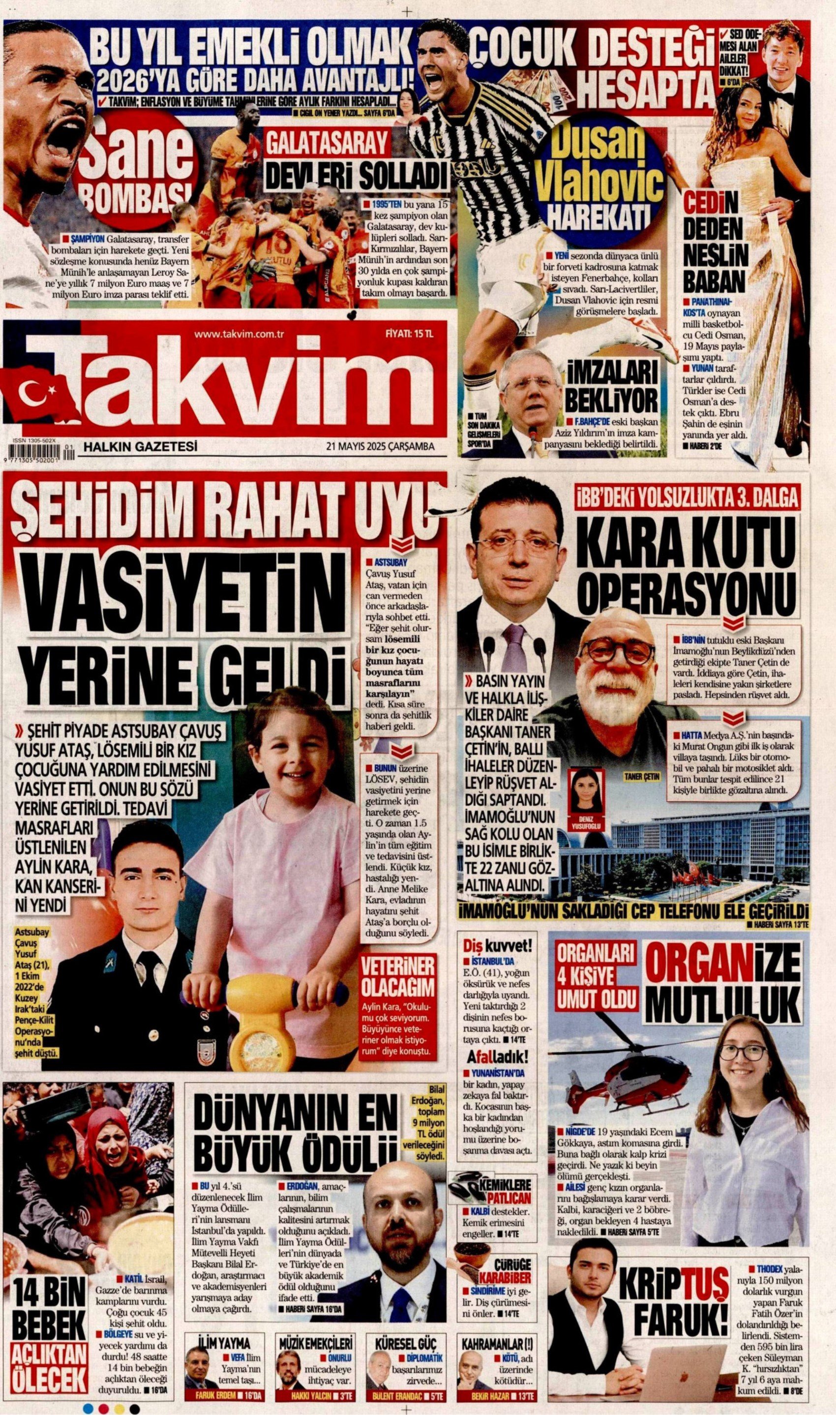 21 Mayıs 2025 gazete manşetleri: Gazeteler, İBB'ye yönelik 3. dalga operasyonunu nasıl gördü?