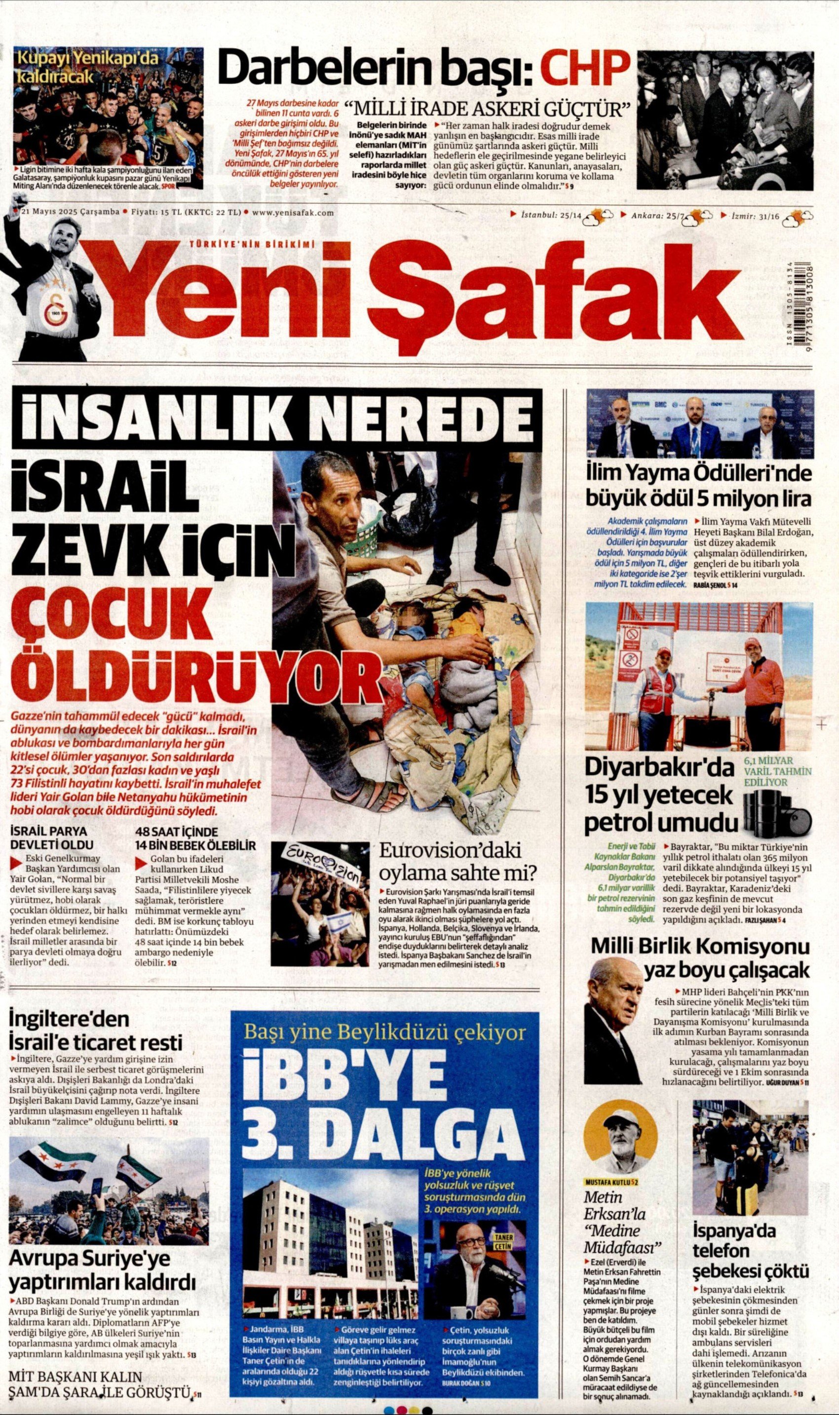 21 Mayıs 2025 gazete manşetleri: Gazeteler, İBB'ye yönelik 3. dalga operasyonunu nasıl gördü?