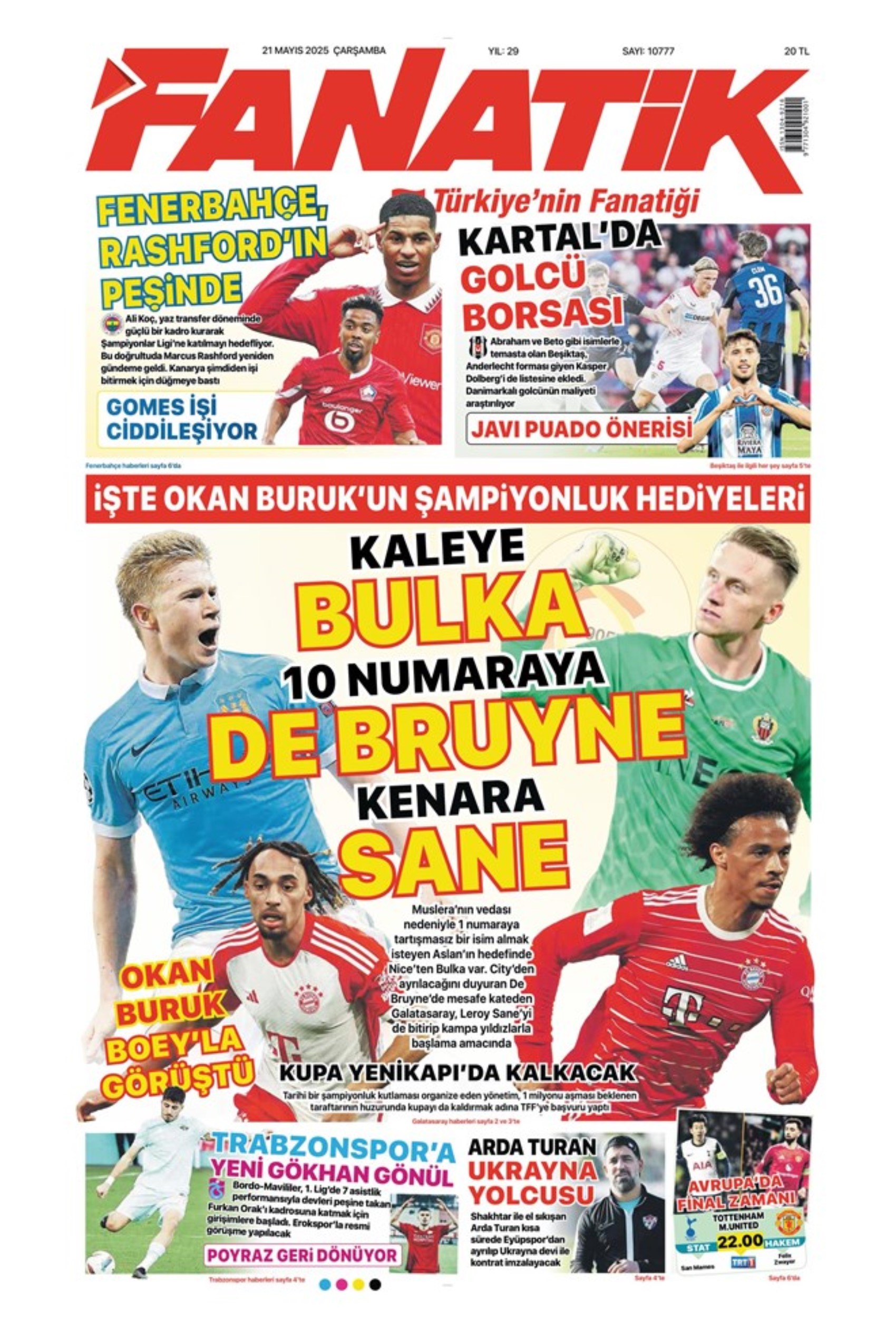 Sporda günün manşetleri... Transferde Leroy Sane yarışı: 10 numaraya De Bruyne