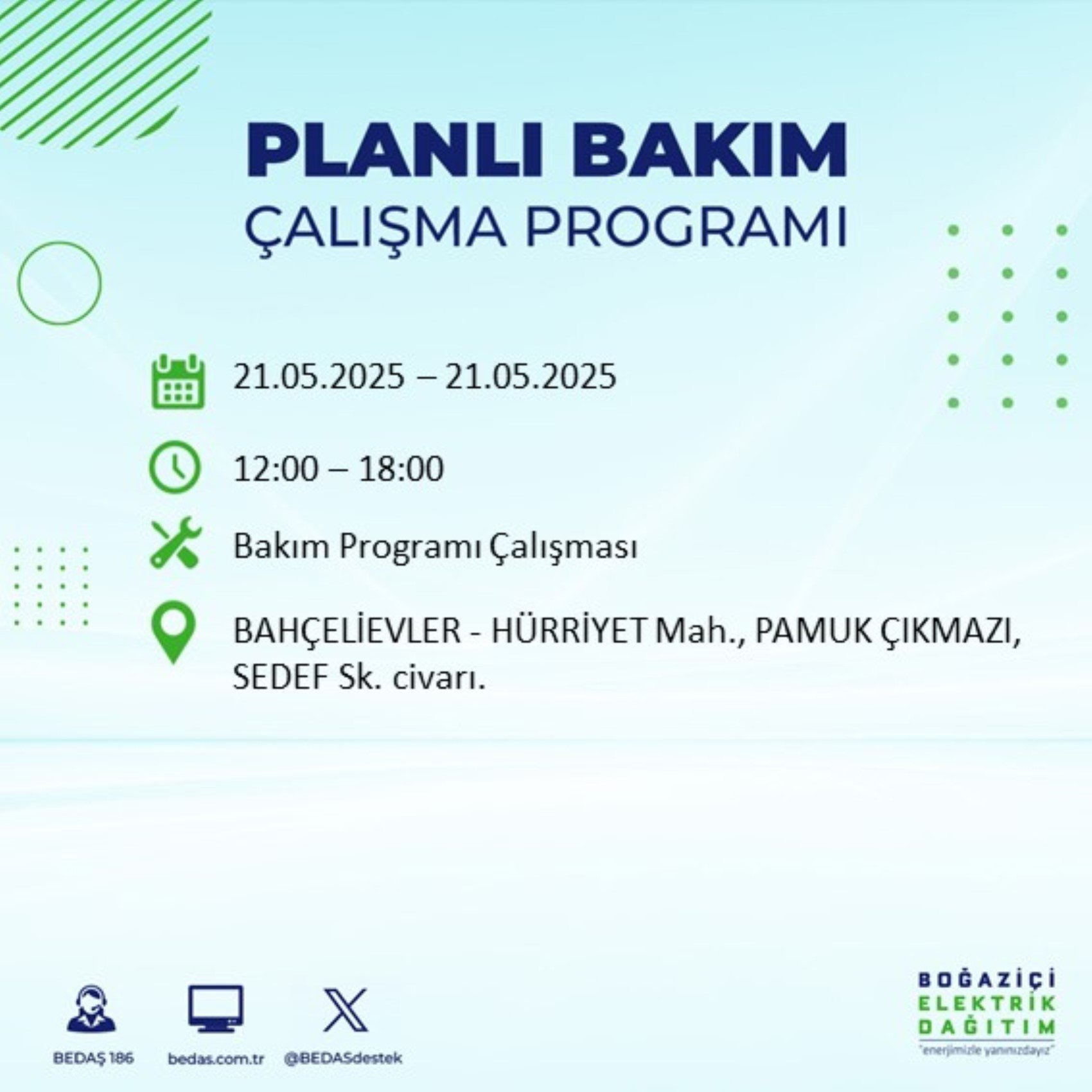 BEDAŞ paylaştı: İstanbul'da 21 Mayıs Çarşamba günü elektrik kesintisi yaşanacak ilçeler
