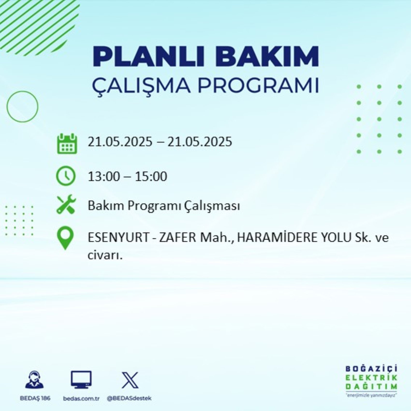 BEDAŞ paylaştı: İstanbul'da 21 Mayıs Çarşamba günü elektrik kesintisi yaşanacak ilçeler