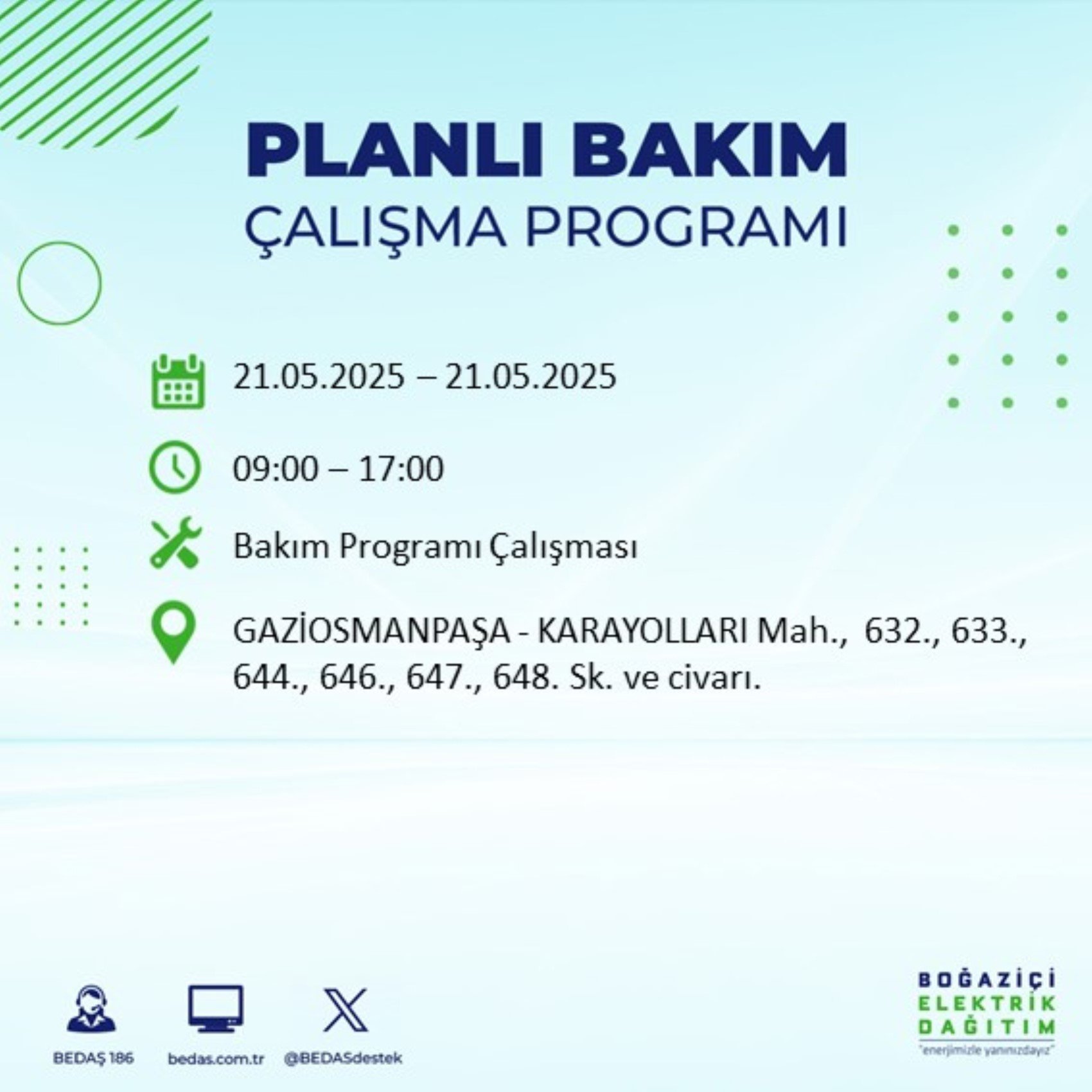 BEDAŞ paylaştı: İstanbul'da 21 Mayıs Çarşamba günü elektrik kesintisi yaşanacak ilçeler
